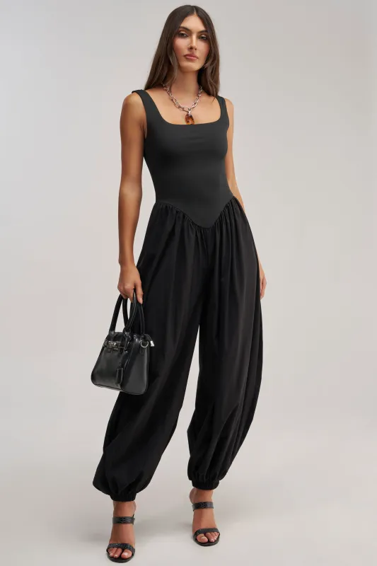 FLIRT ALERT SQUARE NECK JUMPSUIT made by AKIRA