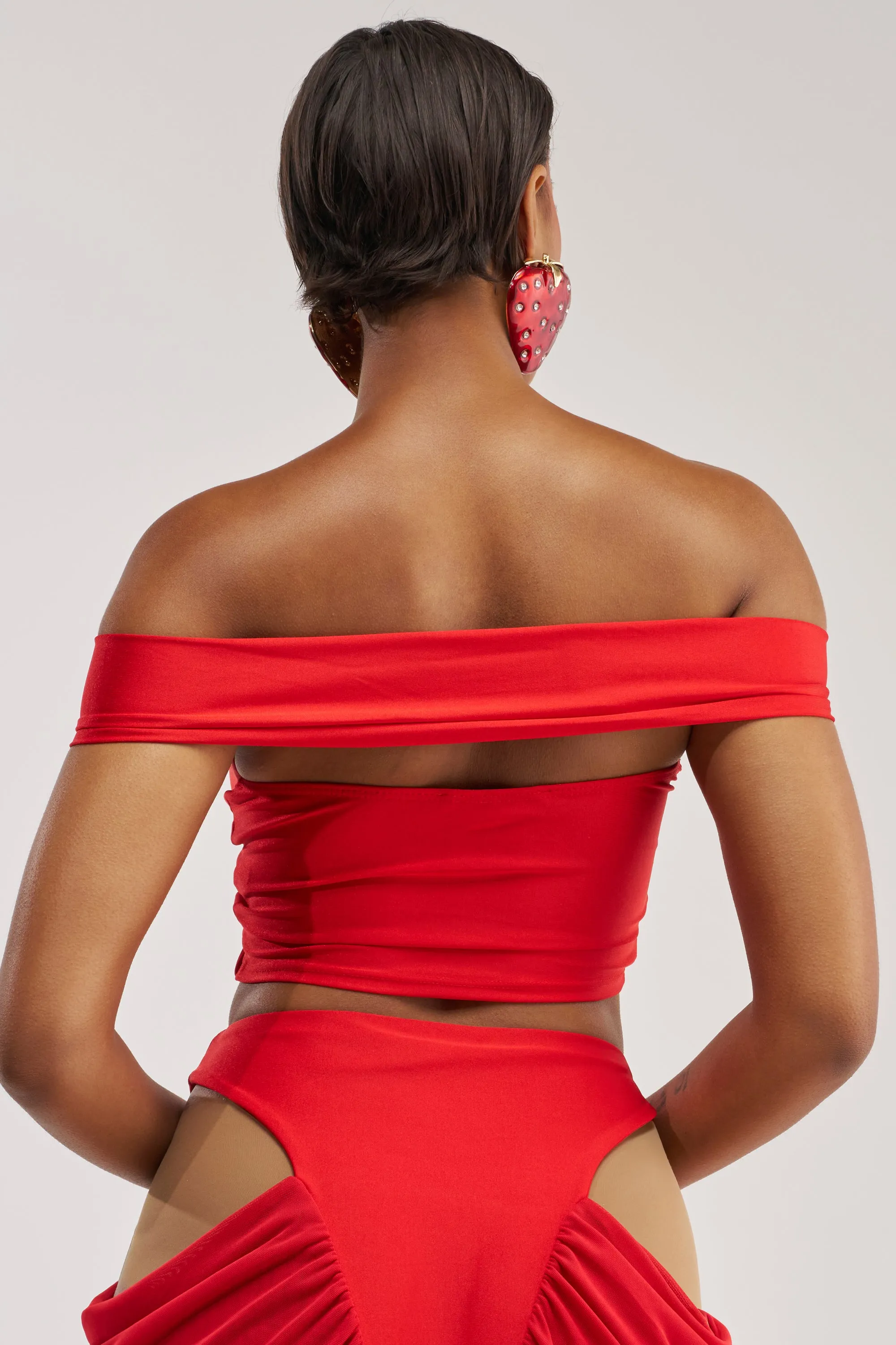 HOTTIE ALERT MESH BLOUSE IN RED sold by AKIRA product image thumbnail 4