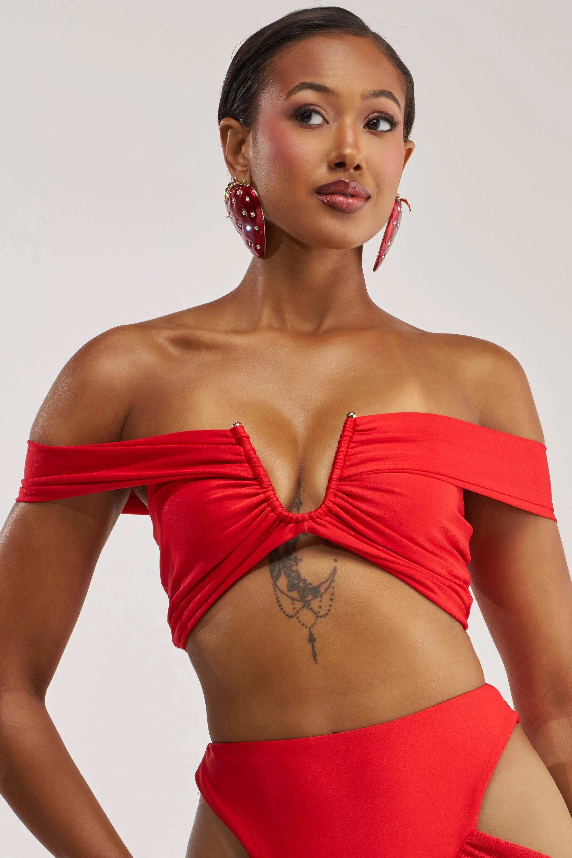 HOTTIE ALERT MESH BLOUSE IN RED sold by AKIRA product image thumbnail 2