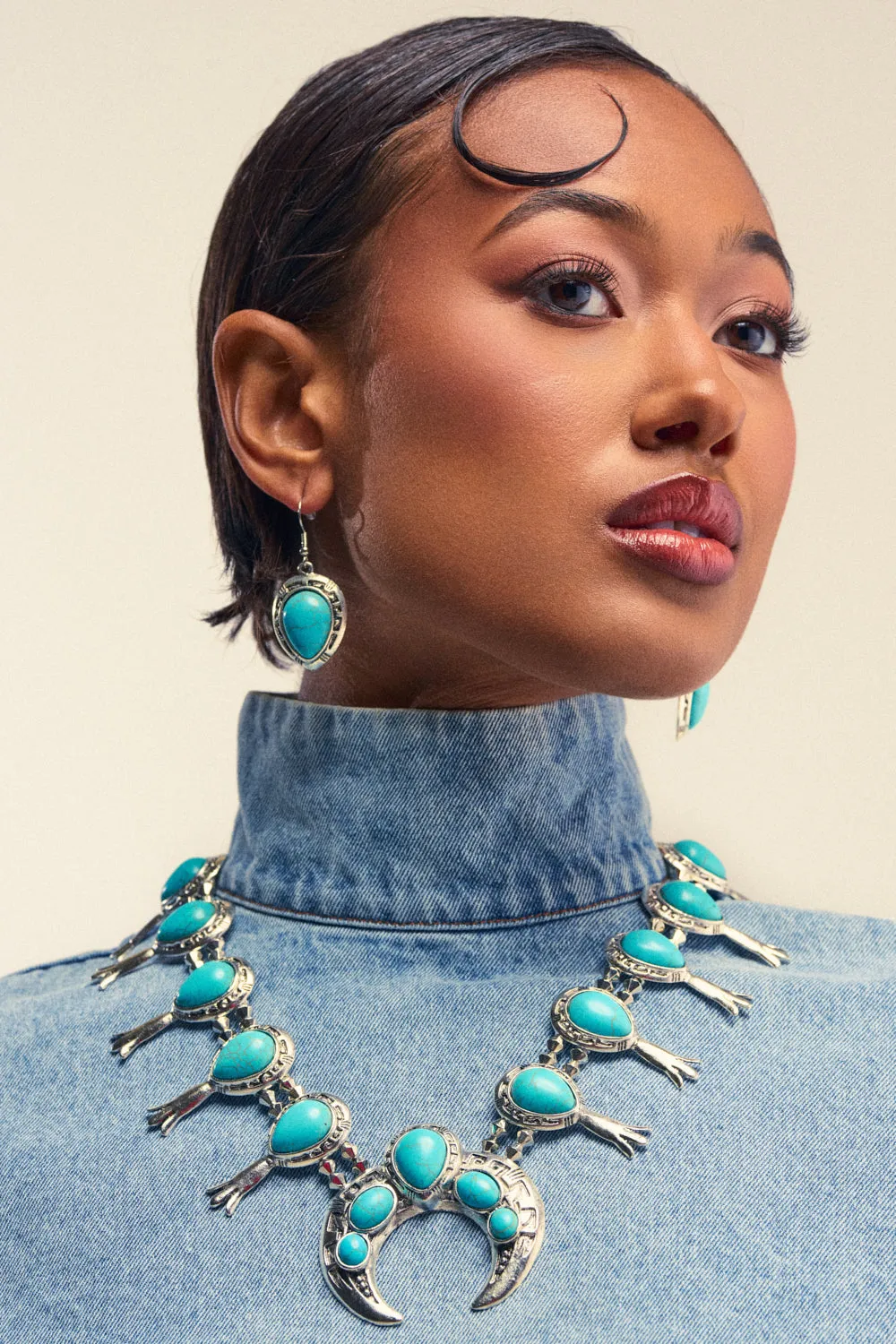 MALINA EMBELLISHED TURQUOISE NECKLACE SET sold by AKIRA