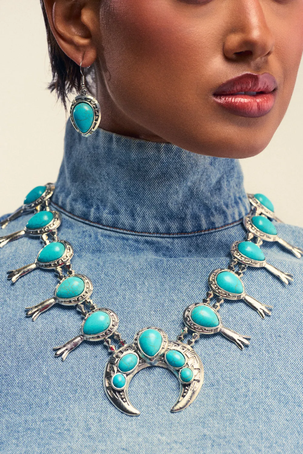 MALINA EMBELLISHED TURQUOISE NECKLACE SET sold by AKIRA product image thumbnail 2
