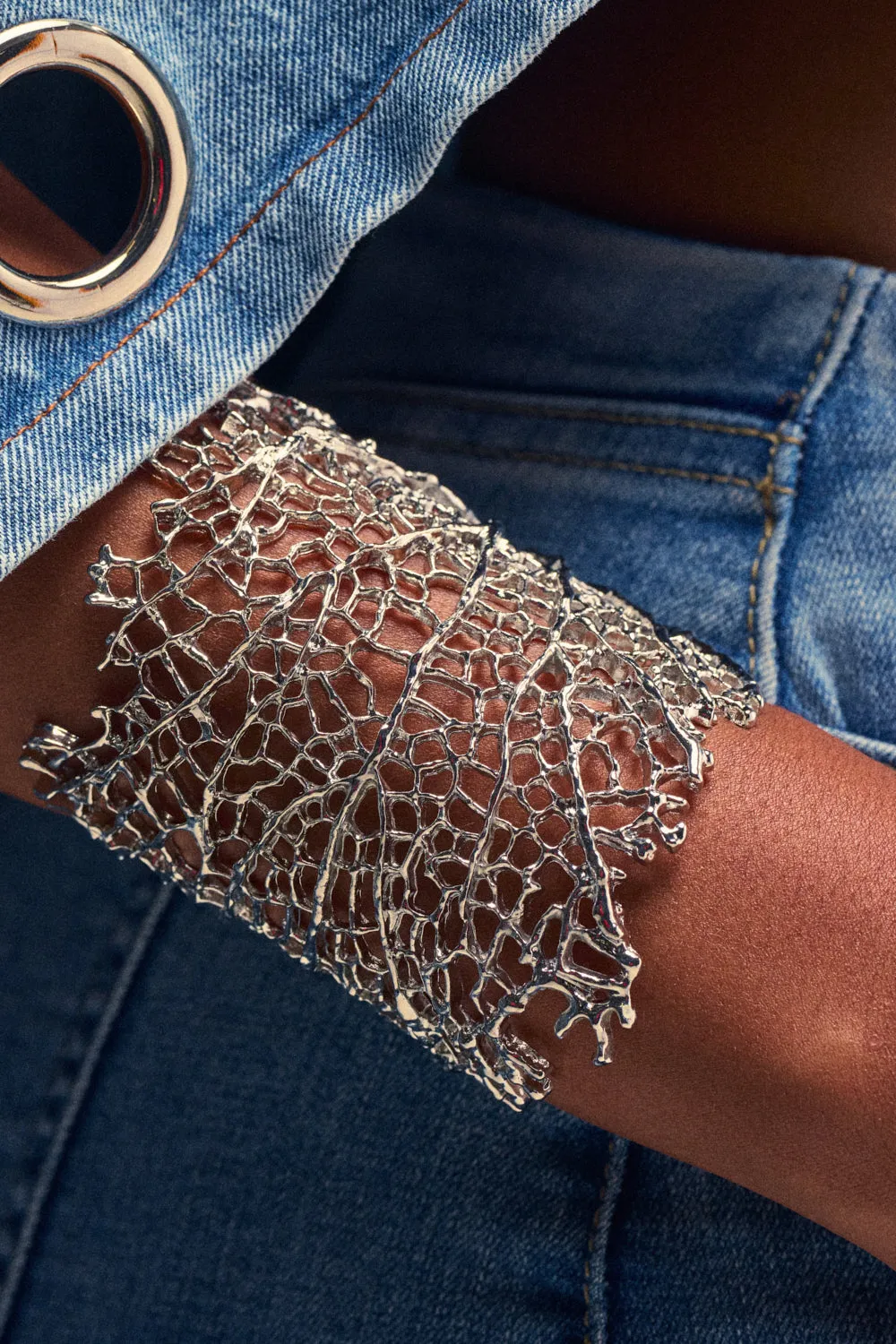AT THE EVENT BRACELET CUFF IN SILVER sold by AKIRA
