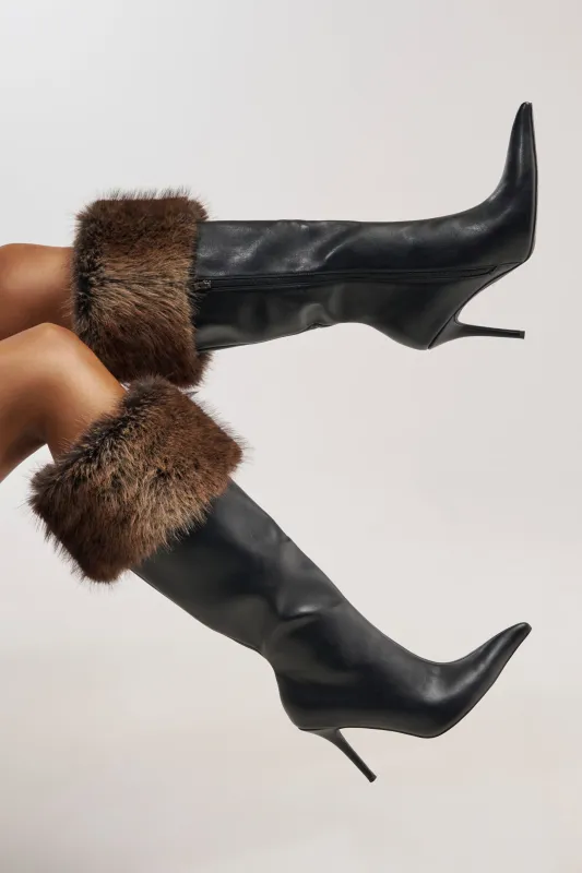 AZALEA WANG DOVE BLACK FUR TOPLINE BOOT made by Azalea Wang