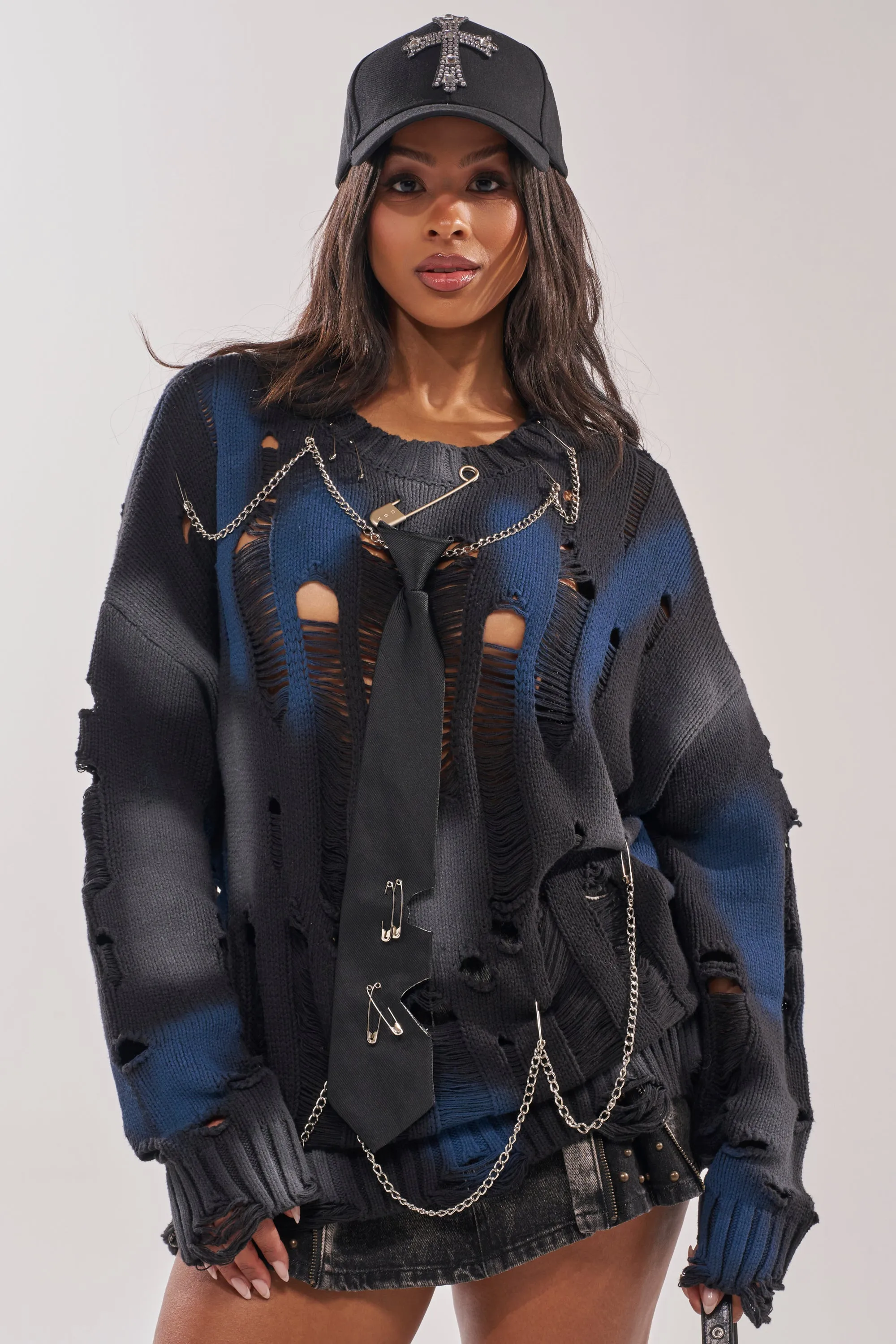 RAWR DISTRESSED OVERSIZED SWEATER sold by AKIRA product image thumbnail 2