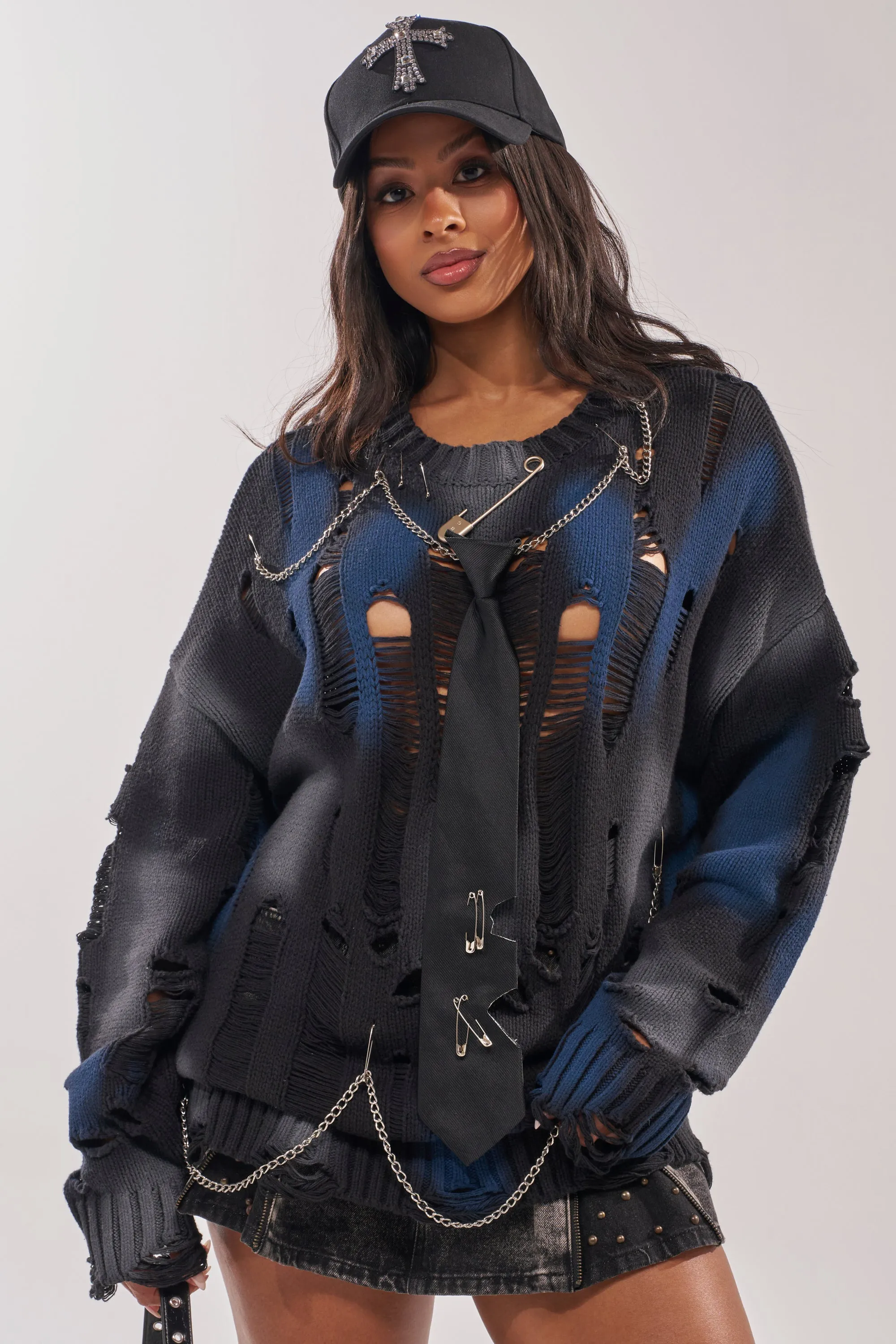 RAWR DISTRESSED OVERSIZED SWEATER sold by AKIRA product image thumbnail 3