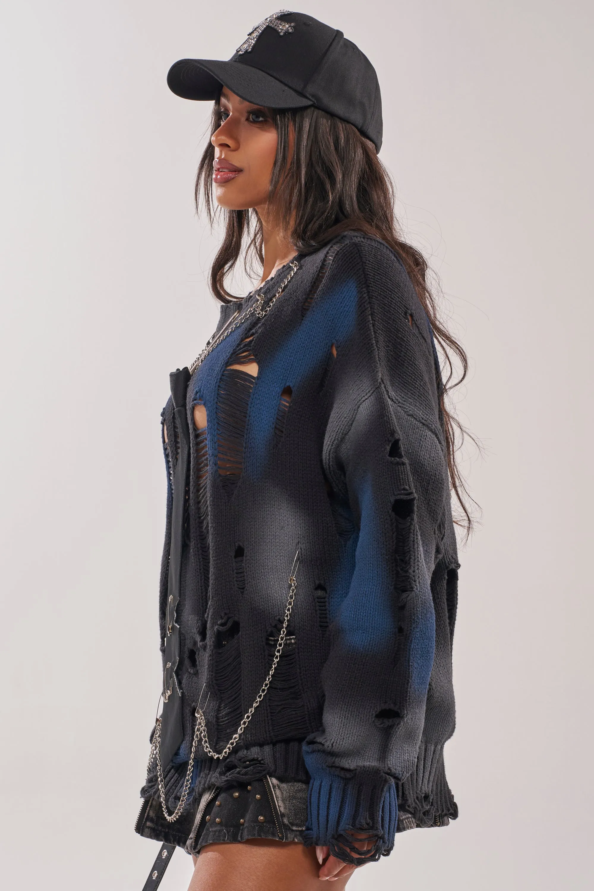 RAWR DISTRESSED OVERSIZED SWEATER sold by AKIRA product image thumbnail 4