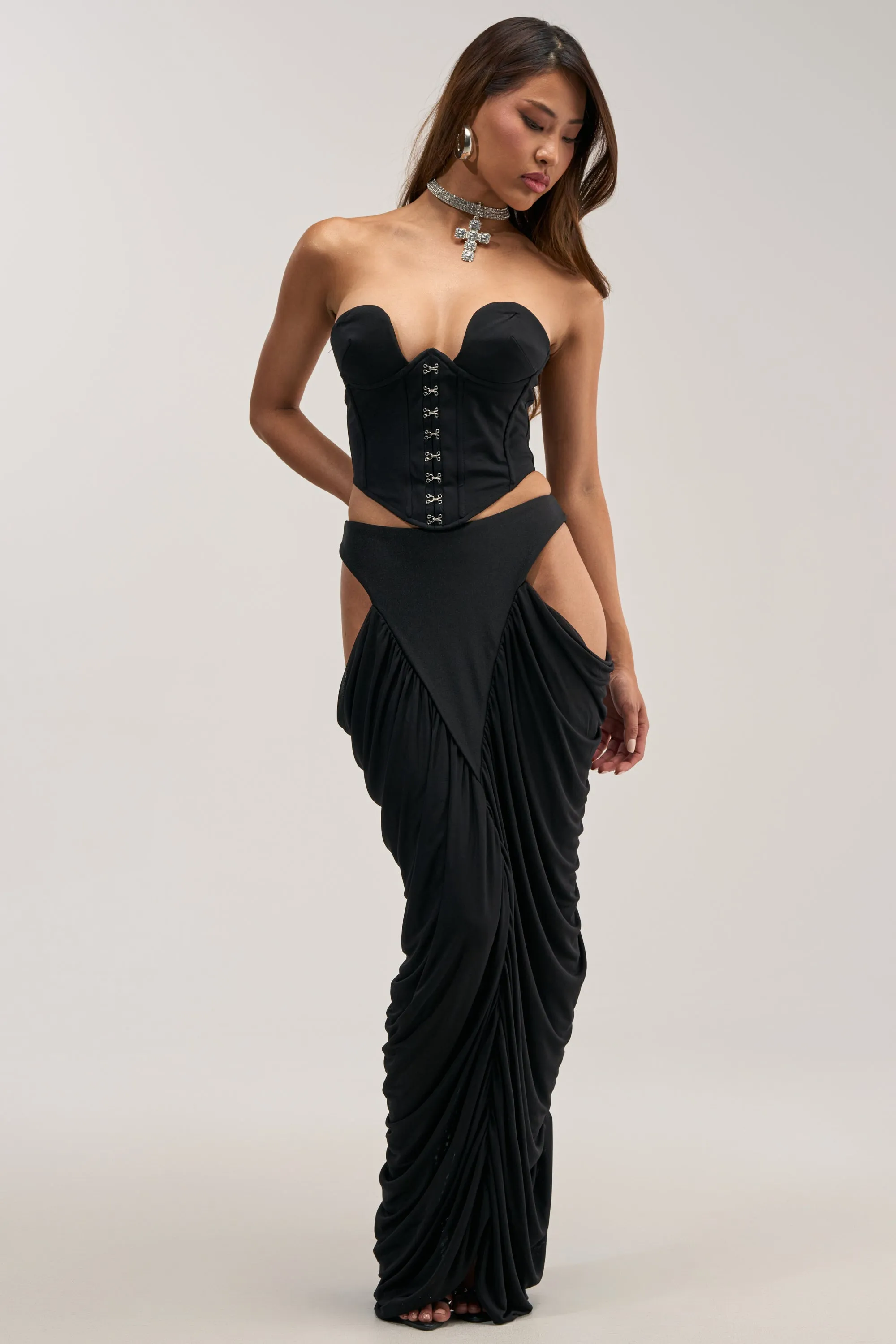 HOTTIE ALERT MESH MAXI SKIRT sold by AKIRA