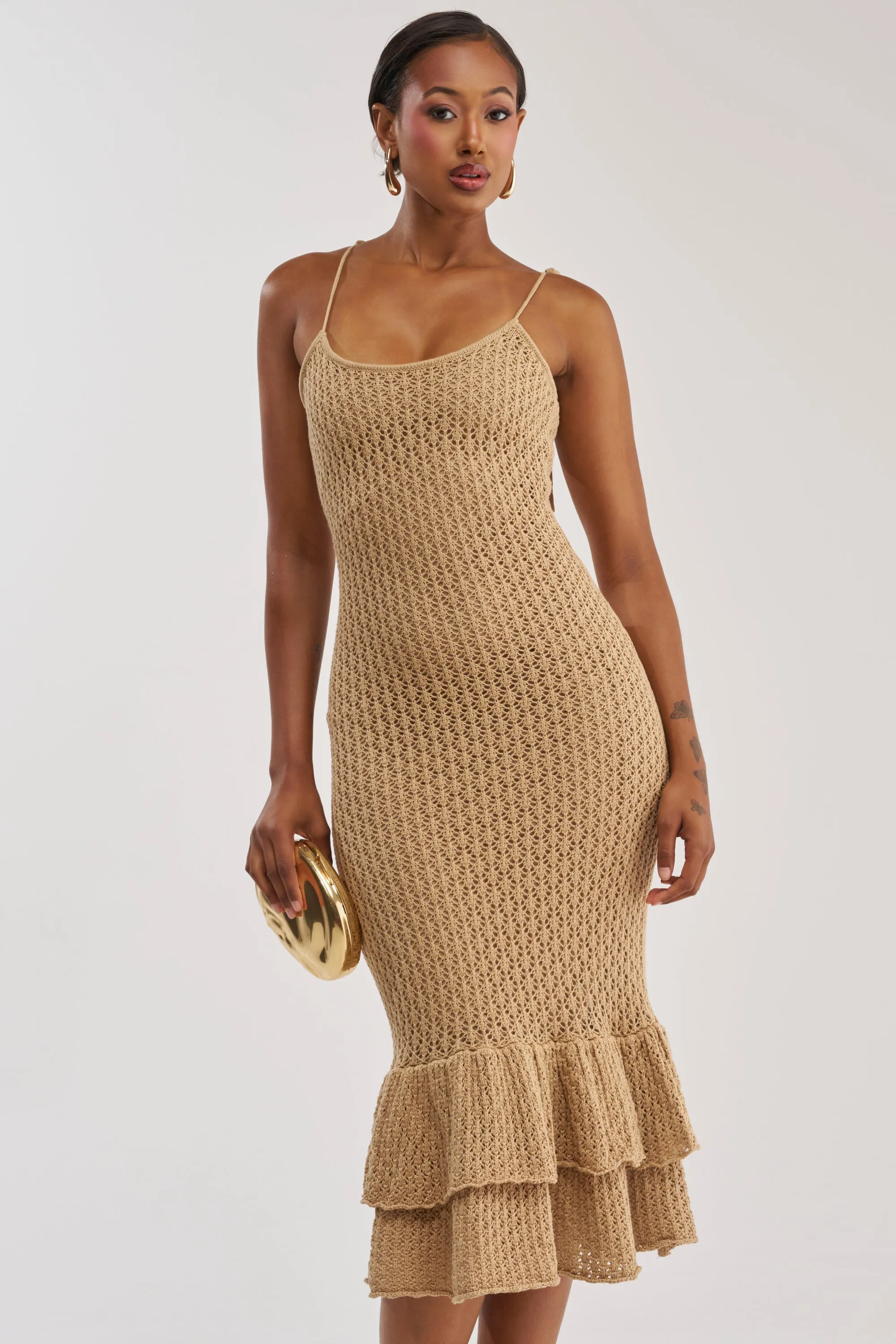 LINSEY MAXI KNIT DRESS IN BROWN sold by AKIRA product image thumbnail 3