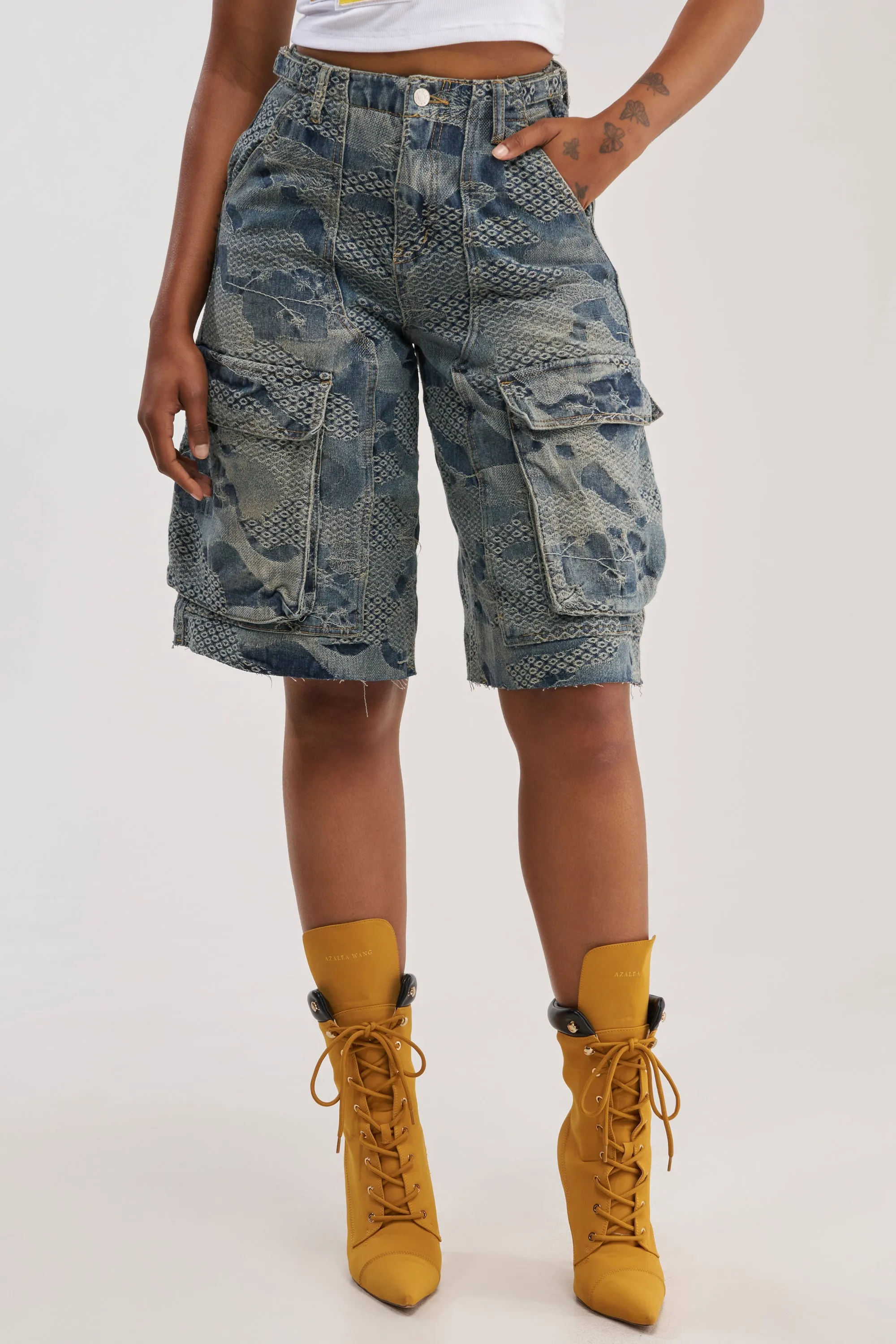 I THINK YOU WANNA KNOW DENIM CARGO BERMUDA sold by AKIRA product image thumbnail 4