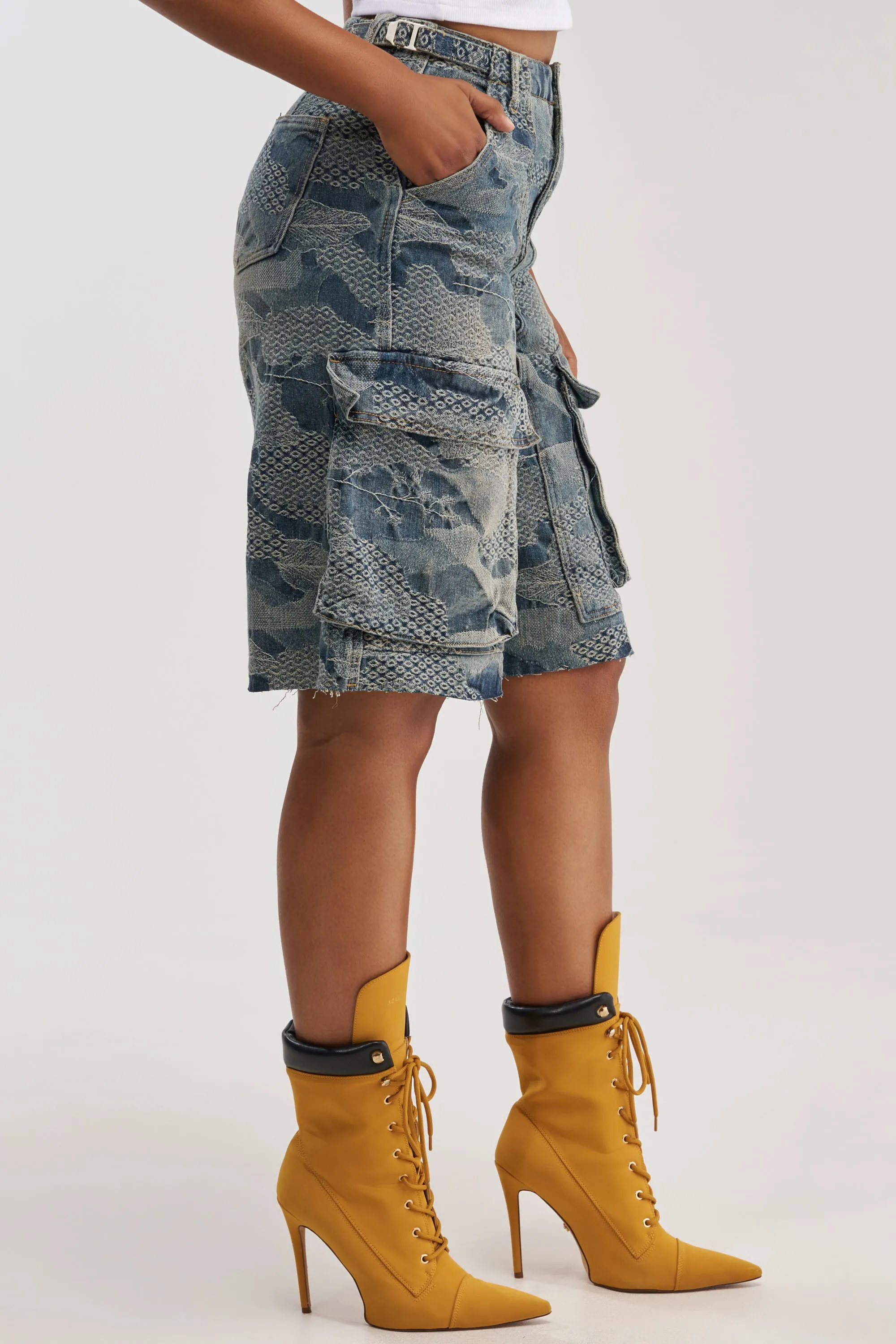 I THINK YOU WANNA KNOW DENIM CARGO BERMUDA sold by AKIRA product image thumbnail 5