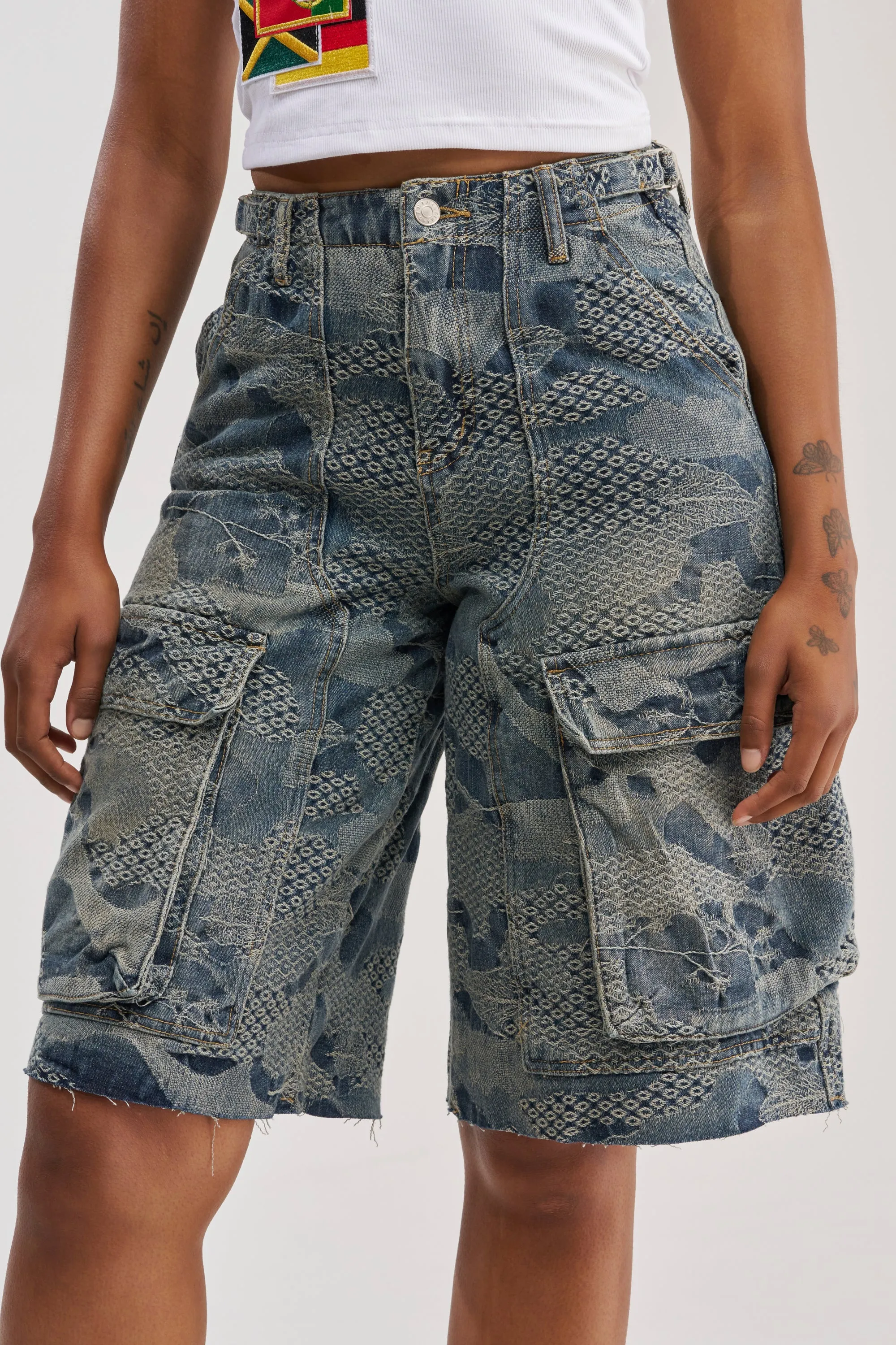 I THINK YOU WANNA KNOW DENIM CARGO BERMUDA sold by AKIRA product image thumbnail 2