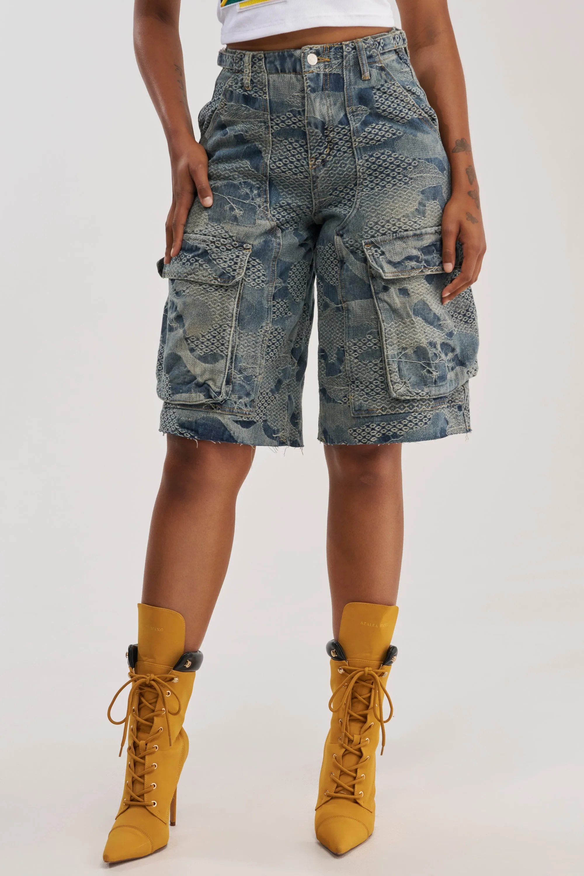 I THINK YOU WANNA KNOW DENIM CARGO BERMUDA sold by AKIRA product image thumbnail 3