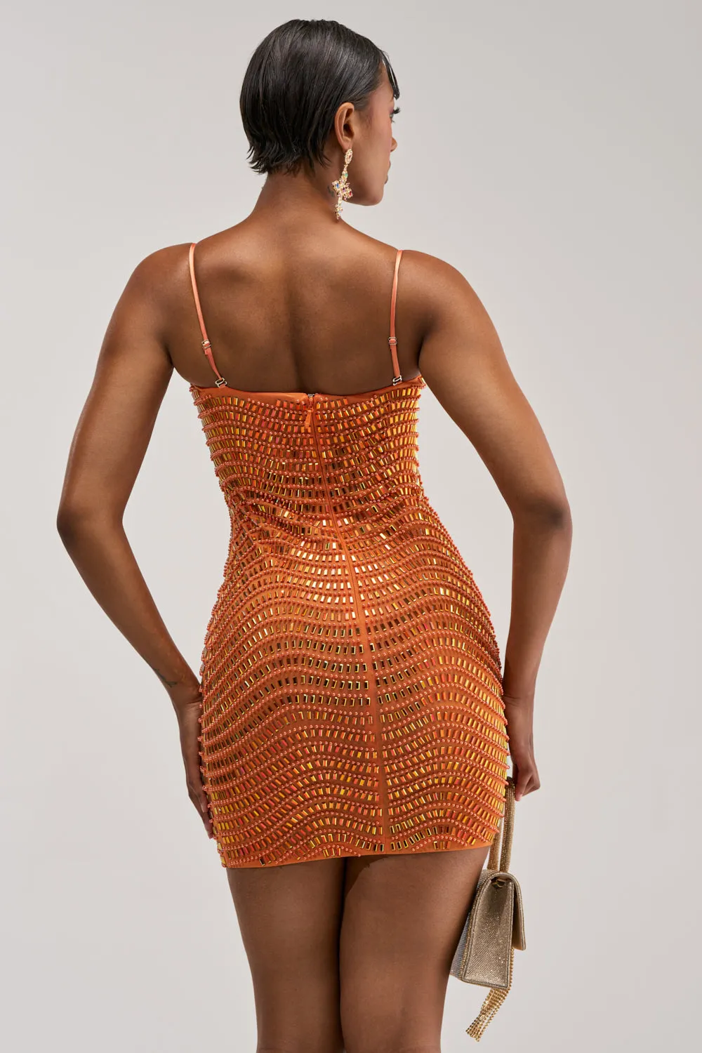 SHINE ON RHINESTONE MINI DRESS IN ORANGE sold by AKIRA product image thumbnail 4