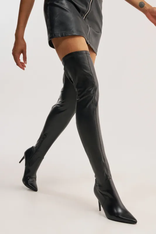 AZALEA WANG PINUP BLACK STILETTO BOOT made by Azalea Wang