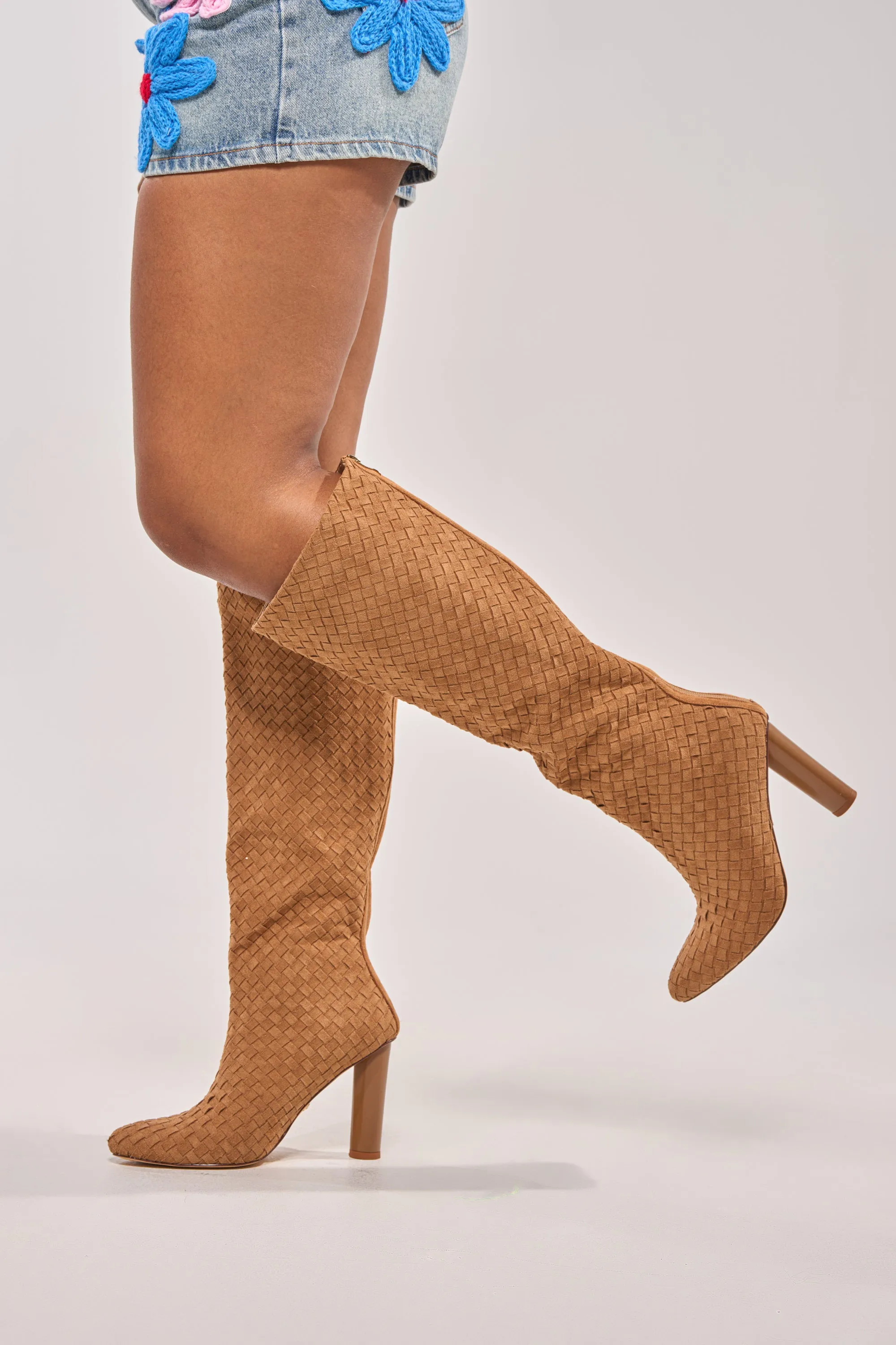 AZALEA WANG JUDY TAN SUEDE BLOCK HEEL BOOT sold by AKIRA product image thumbnail 3