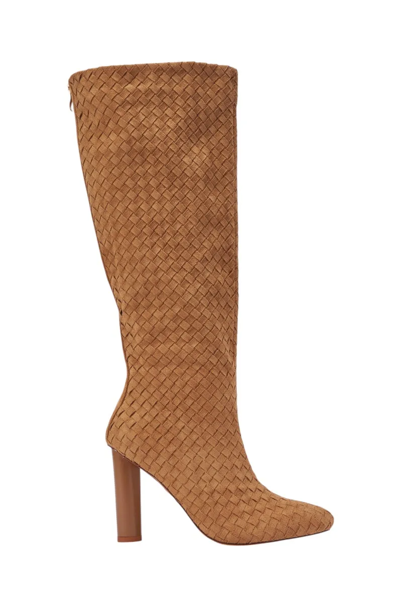 AZALEA WANG JUDY TAN SUEDE BLOCK HEEL BOOT sold by AKIRA product image thumbnail 4