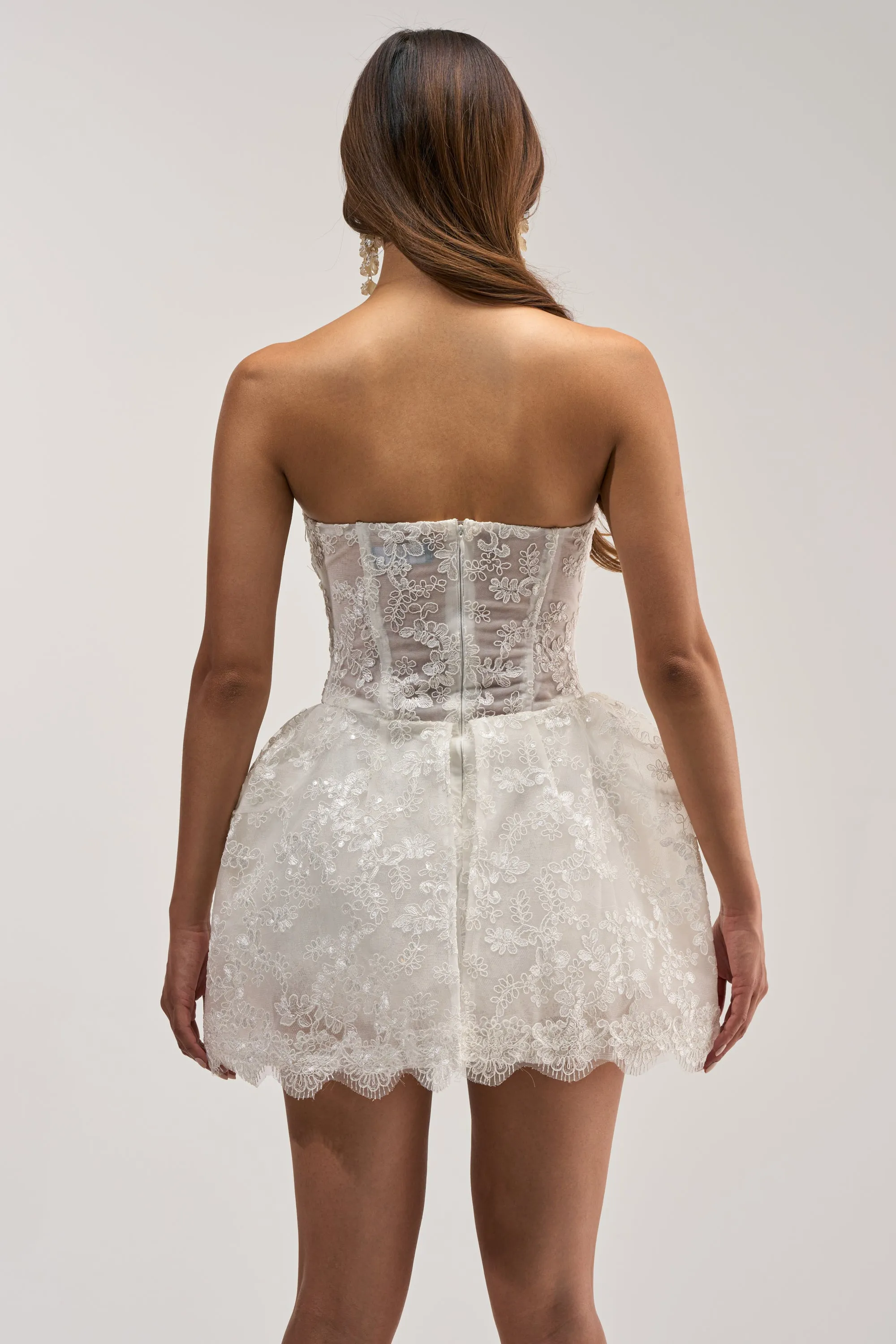 BACHELORETTE LACE MINI DRESS IN IVORY sold by AKIRA product image thumbnail 3
