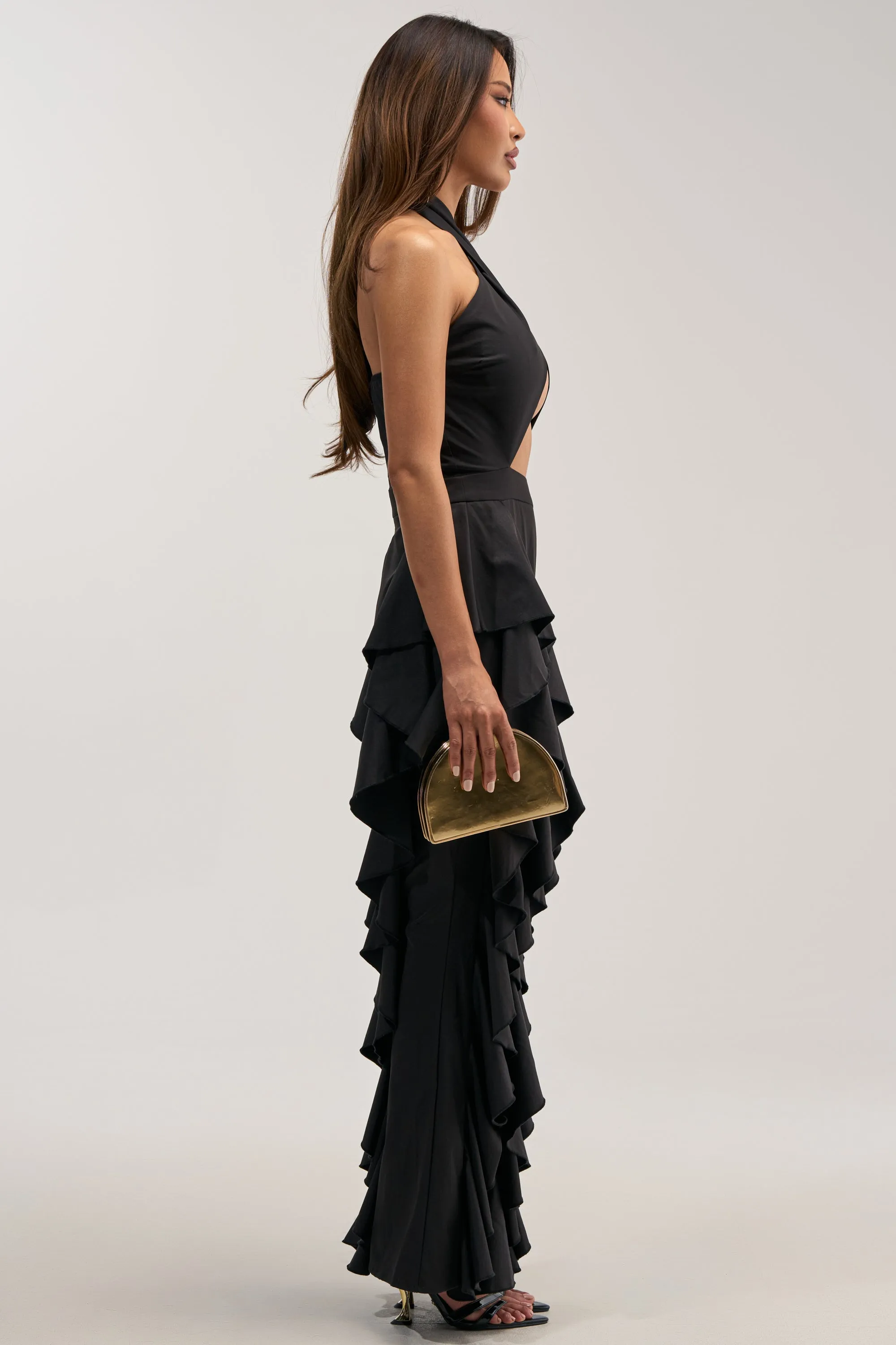 DANCE BREAK RUFFLE JUMPSUIT IN BLACK sold by AKIRA product image thumbnail 3
