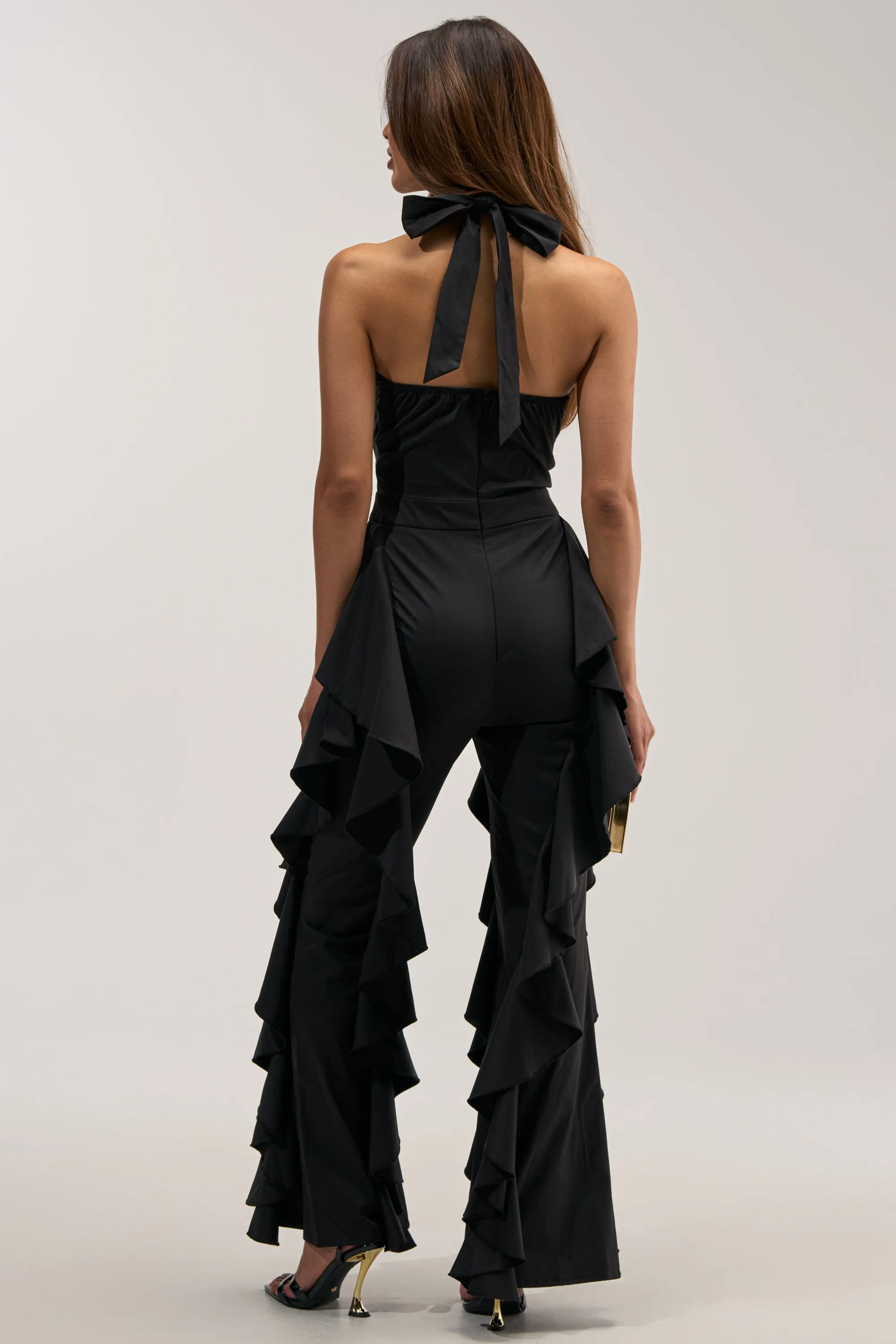 DANCE BREAK RUFFLE JUMPSUIT IN BLACK sold by AKIRA product image thumbnail 4