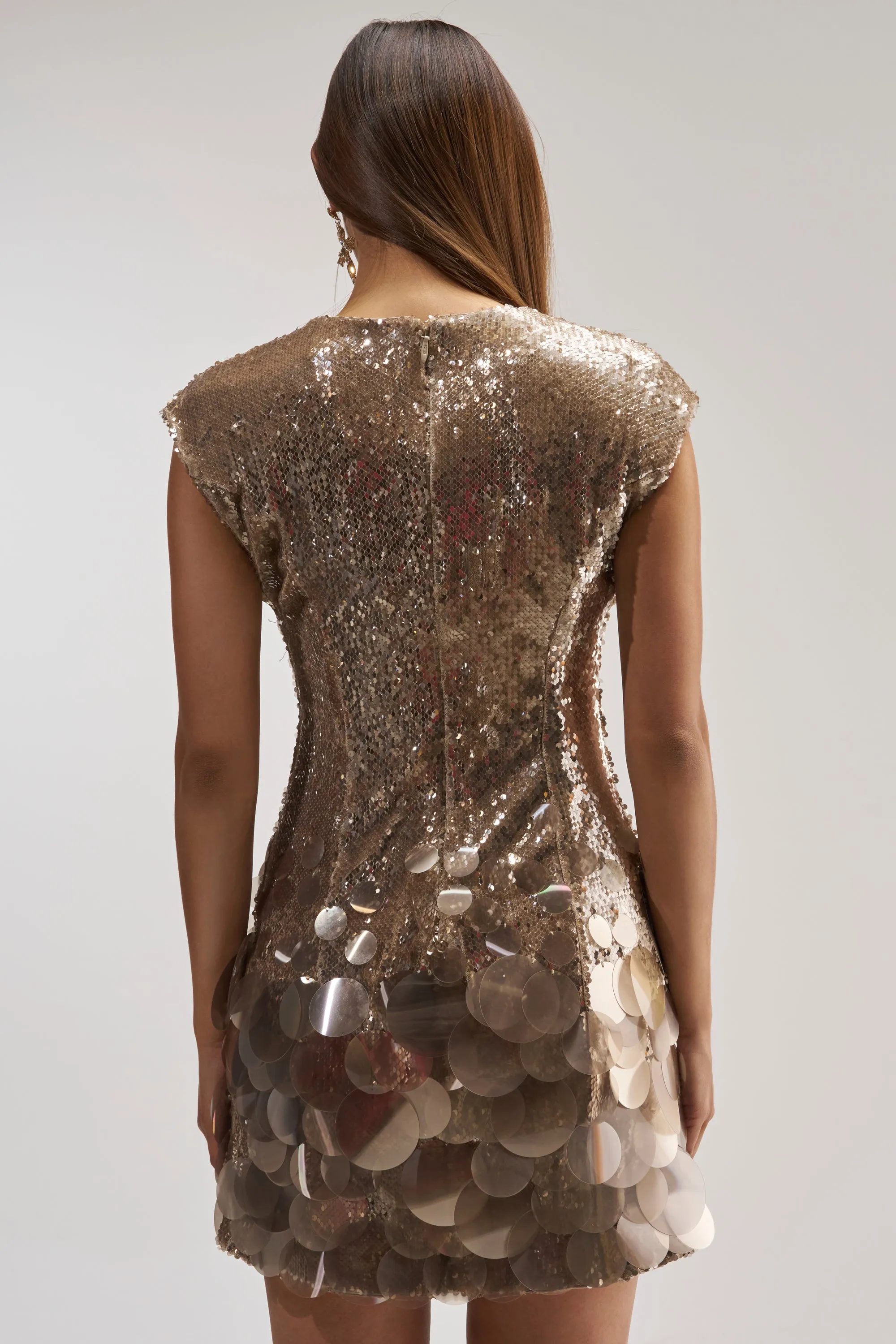 DANCE THE NIGHT AWAY SEQUIN MINI DRESS IN TAUPE sold by AKIRA product image thumbnail 4