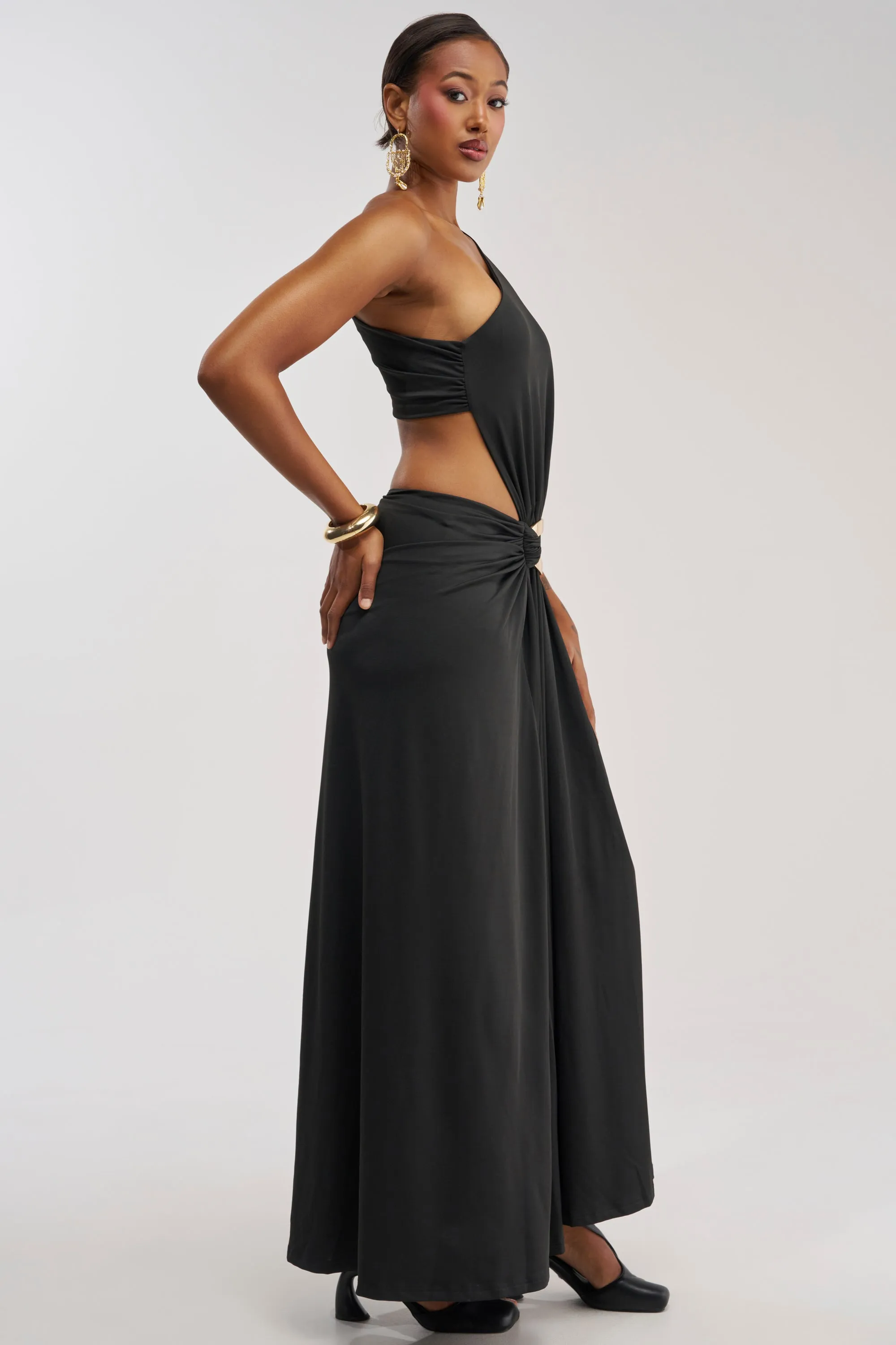 HEARTBREAKER ONE SHOULDER MAXI DRESS IN BLACK sold by AKIRA product image thumbnail 3