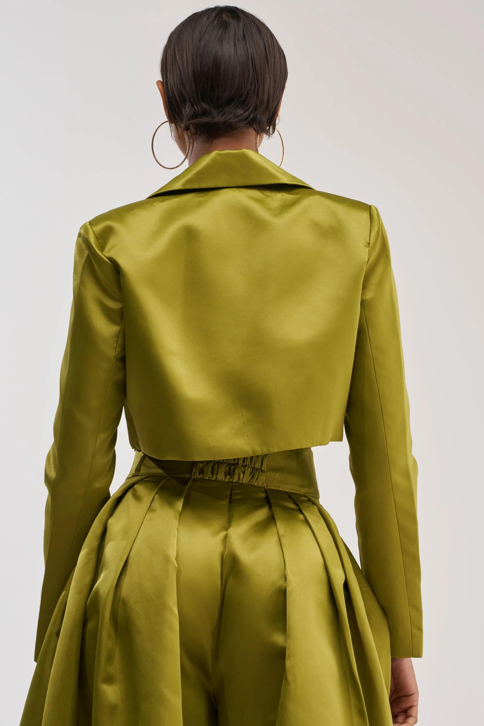 LILA SATIN BLAZER IN CHARTREUSE sold by AKIRA product image thumbnail 4