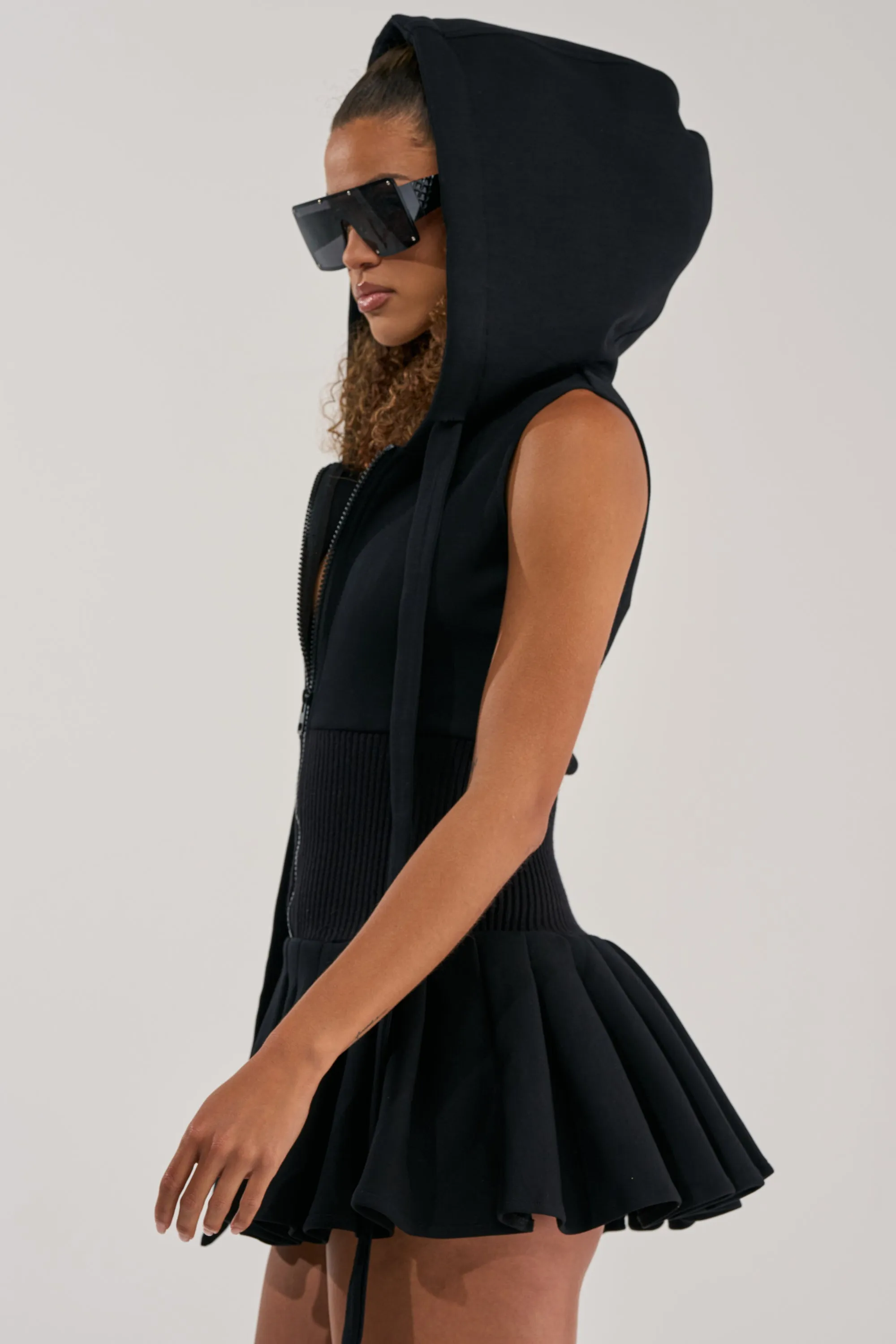 REBEL WITH A CAUSE HOODED MINI DRESS IN BLACK sold by AKIRA product image thumbnail 5