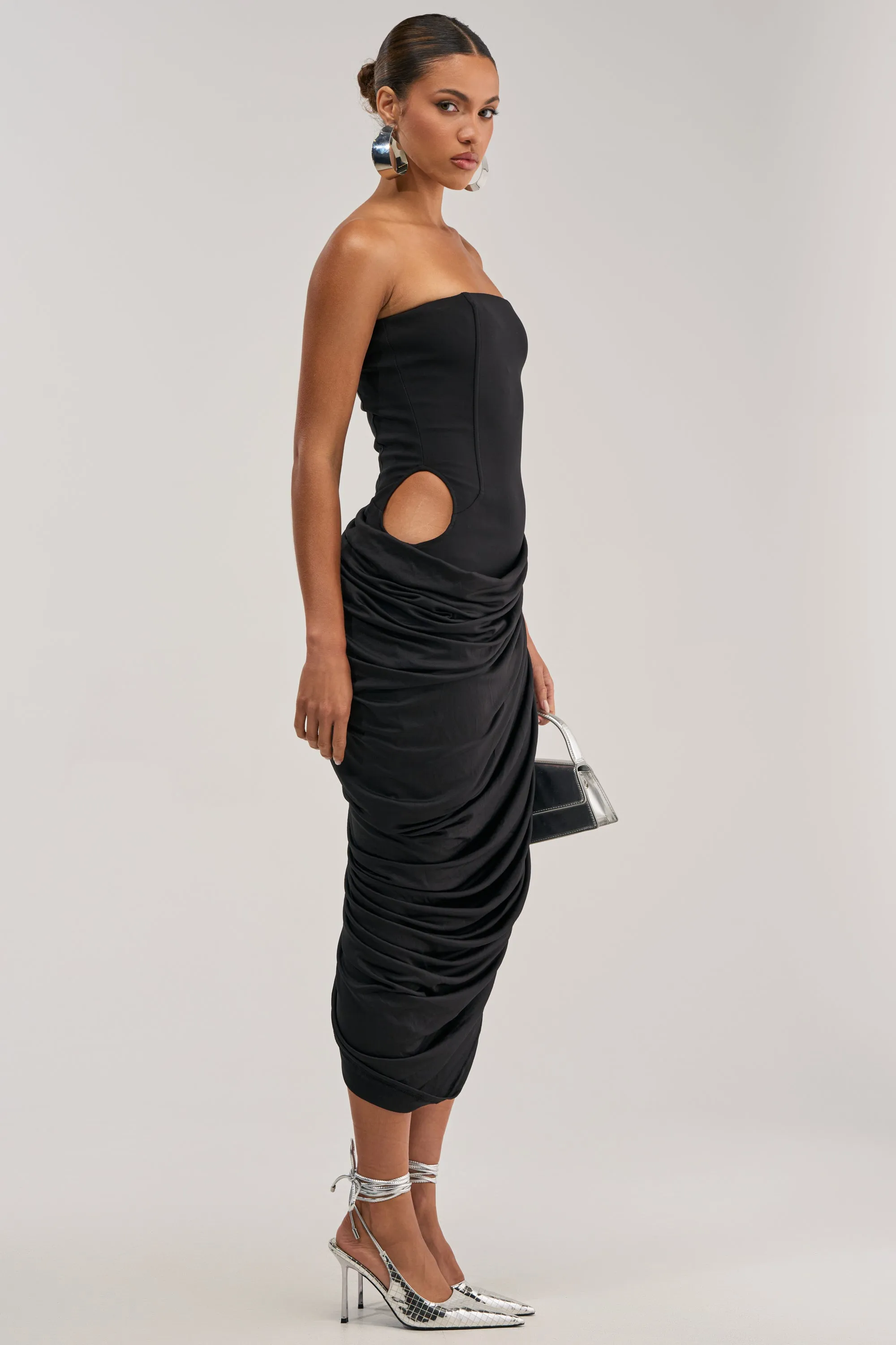BOLD MOVES STRAPLESS LACE UP MIDI DRESS sold by AKIRA product image thumbnail 5