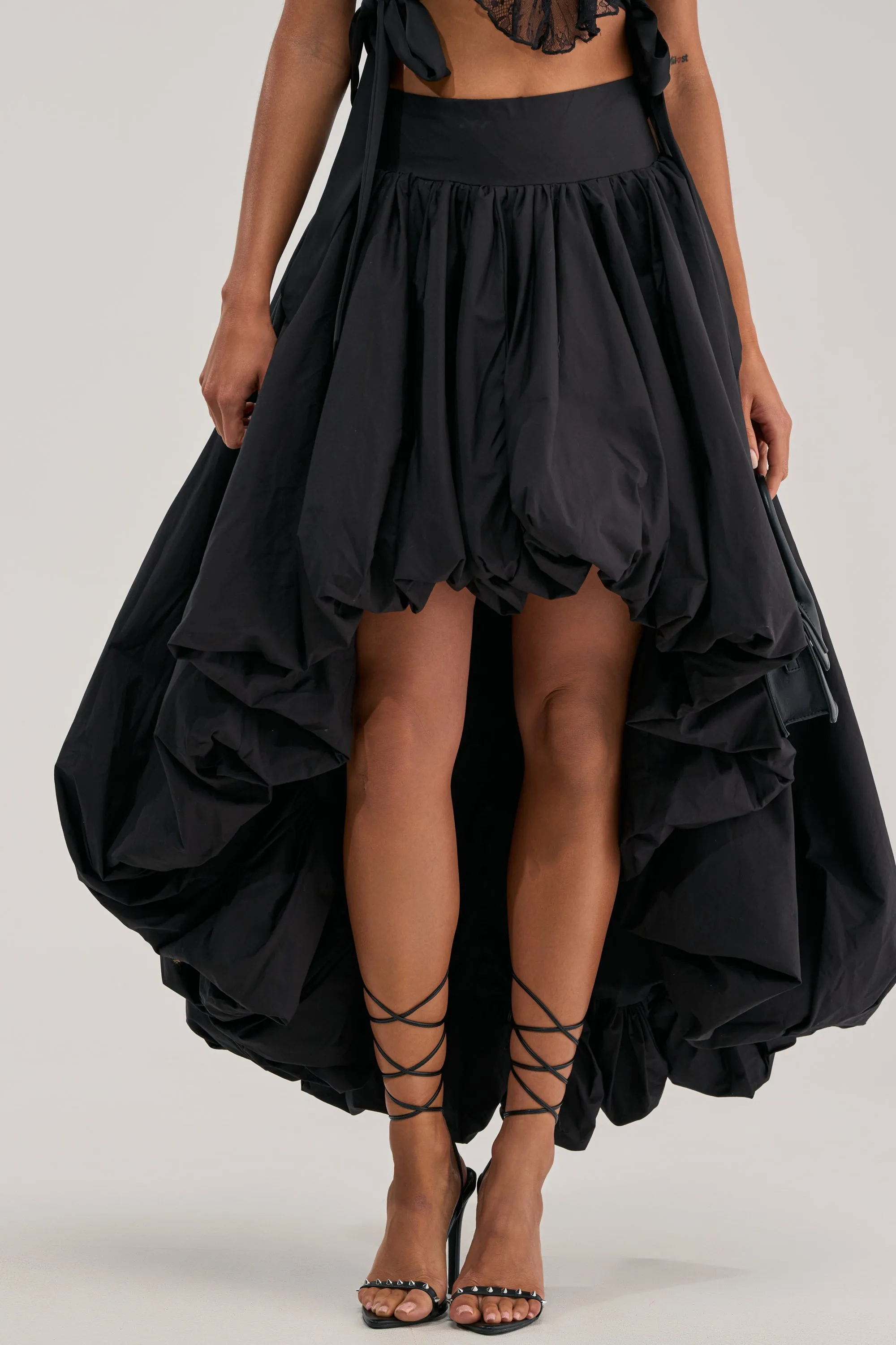 THE BIGGER THE BETTER HIGH LOW MAXI SKIRT IN BLACK sold by AKIRA product image thumbnail 3