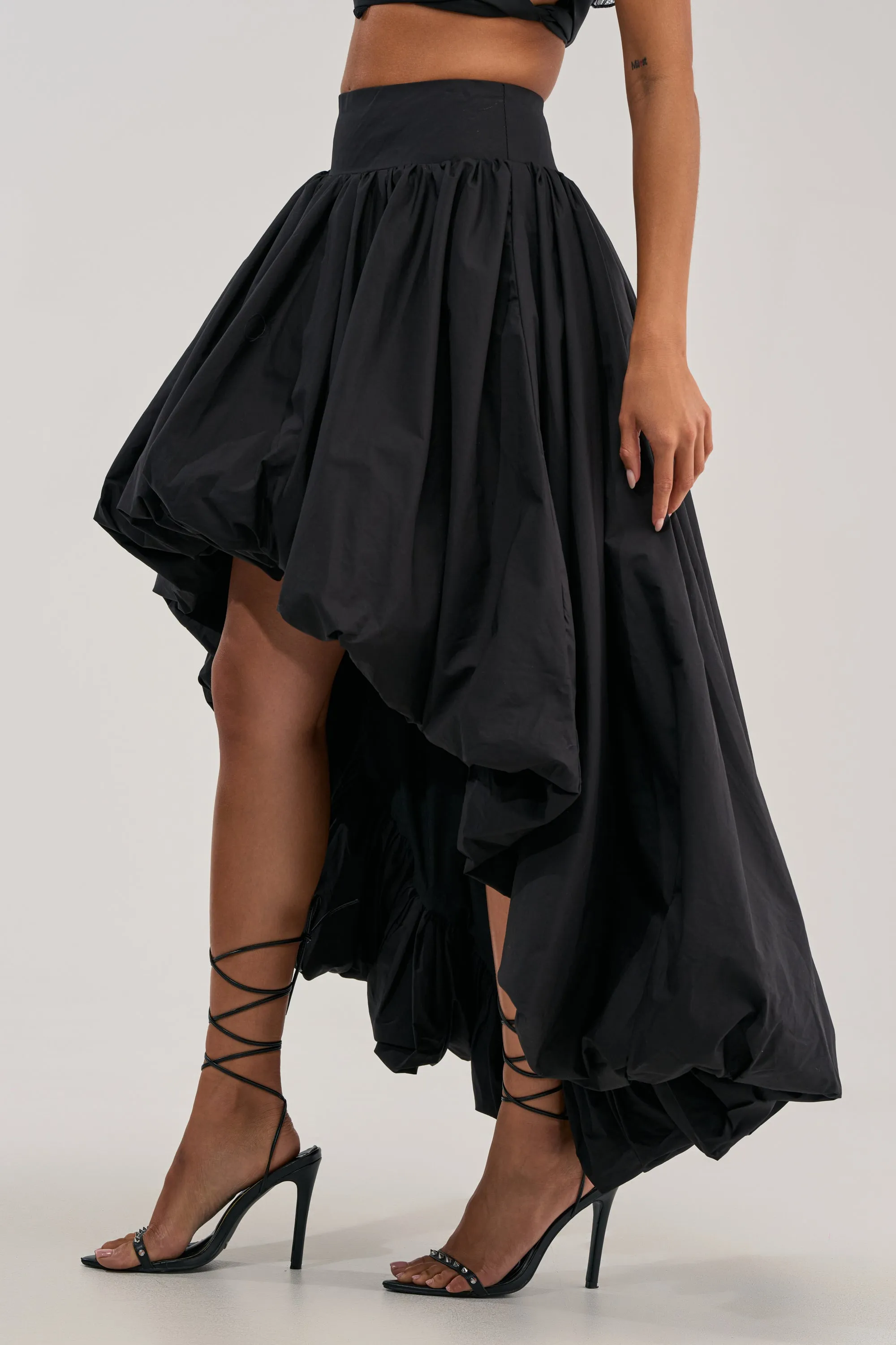 THE BIGGER THE BETTER HIGH LOW MAXI SKIRT IN BLACK sold by AKIRA product image thumbnail 4