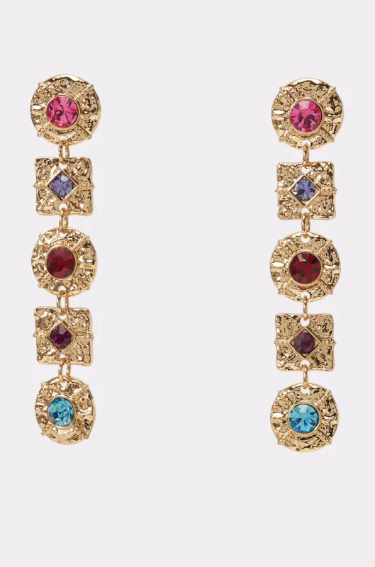 MULTI-STONE CHANNEL EARRINGS made by AKIRA