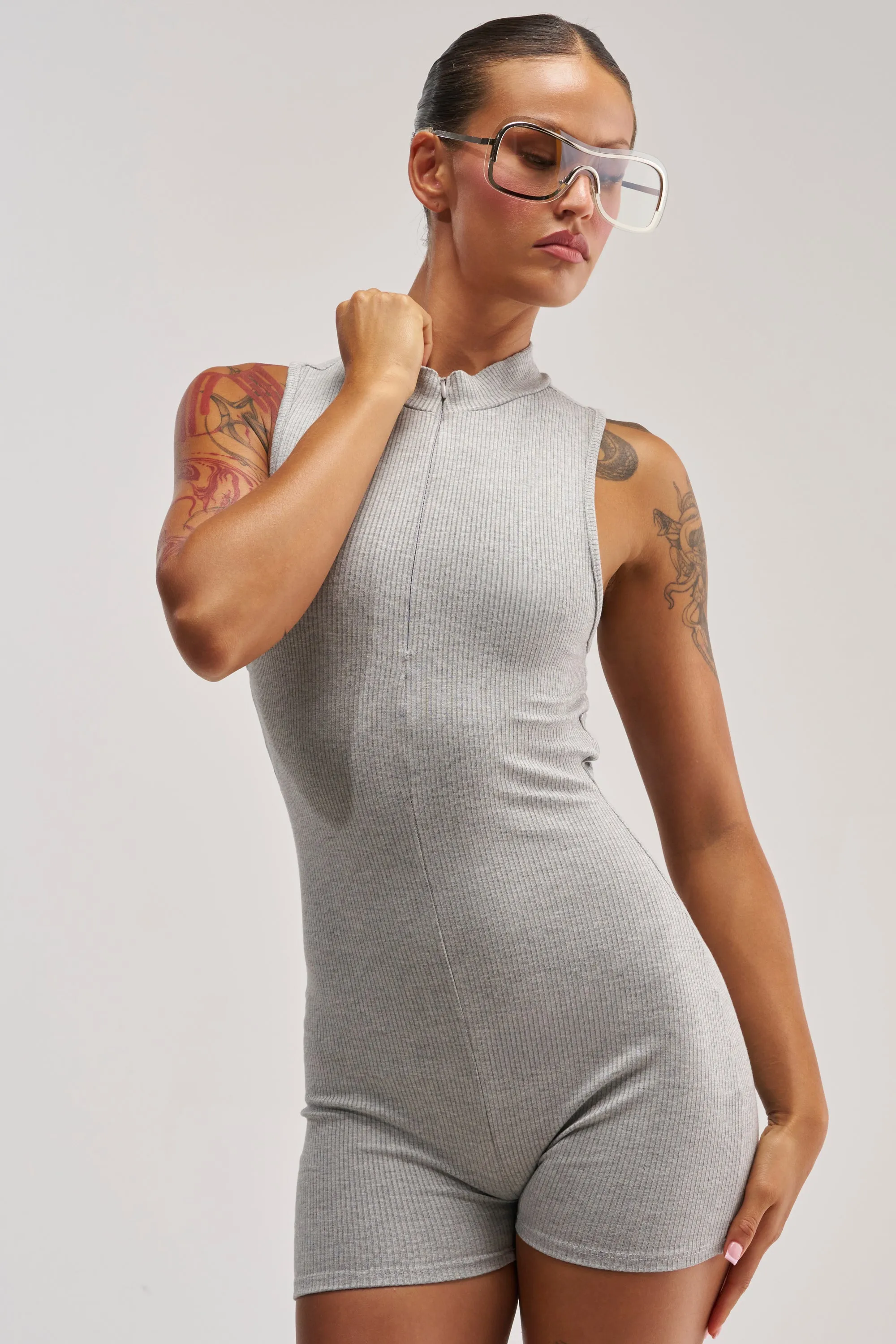 EFFORTLESS ICON ZIP UP KNIT ROMPER sold by AKIRA product image thumbnail 3