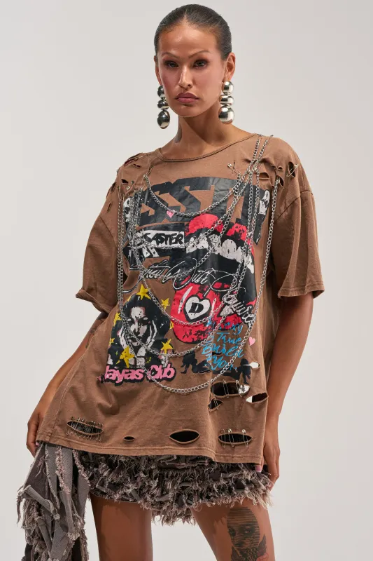 CHAOS CLUB OPEN BACK GRAPHIC TEE made by AKIRA