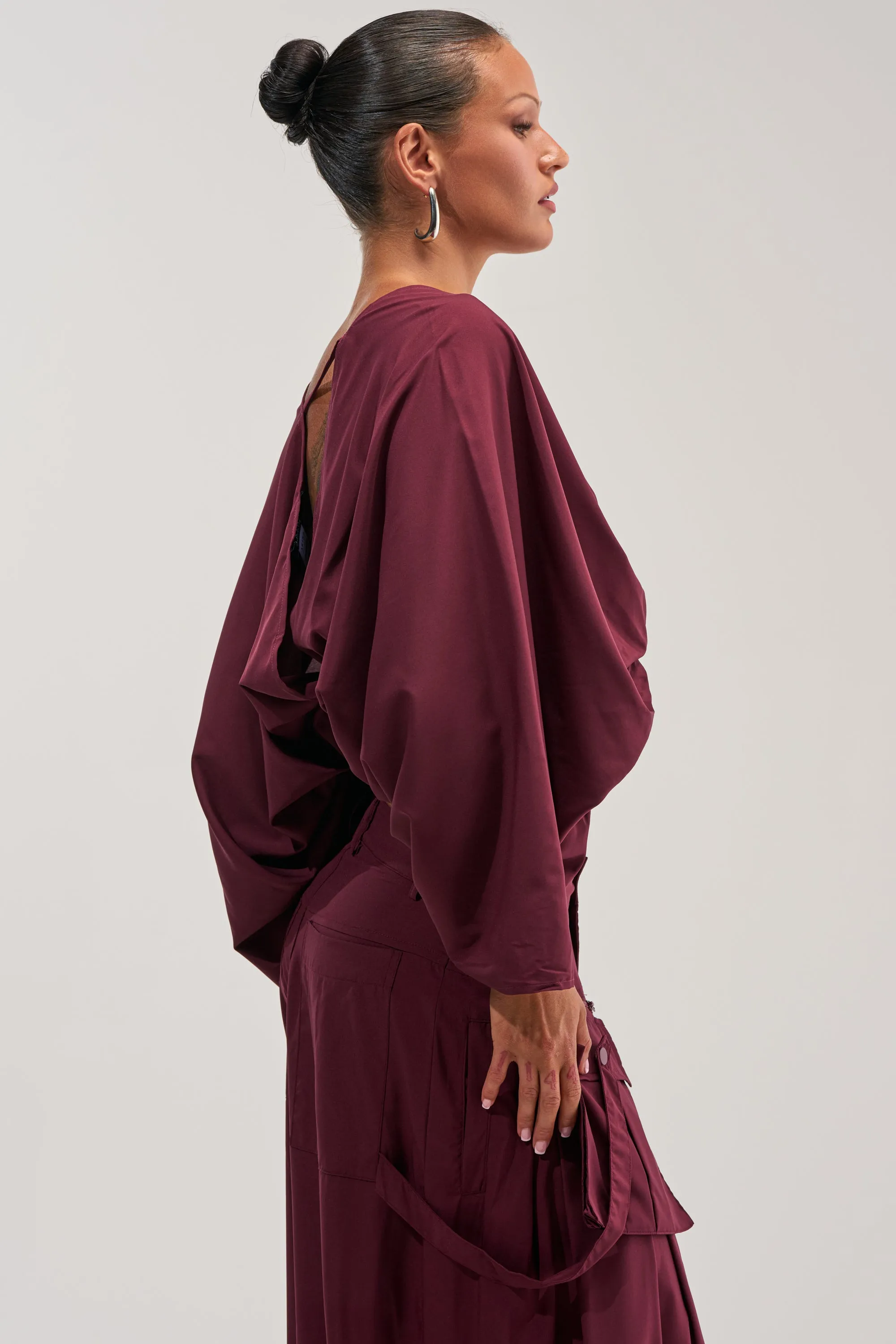 TALK ABOUT ME BLOUSE IN DEEP BURGUNDY sold by AKIRA product image thumbnail 4
