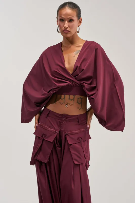 TALK ABOUT ME BLOUSE IN DEEP BURGUNDY made by AKIRA