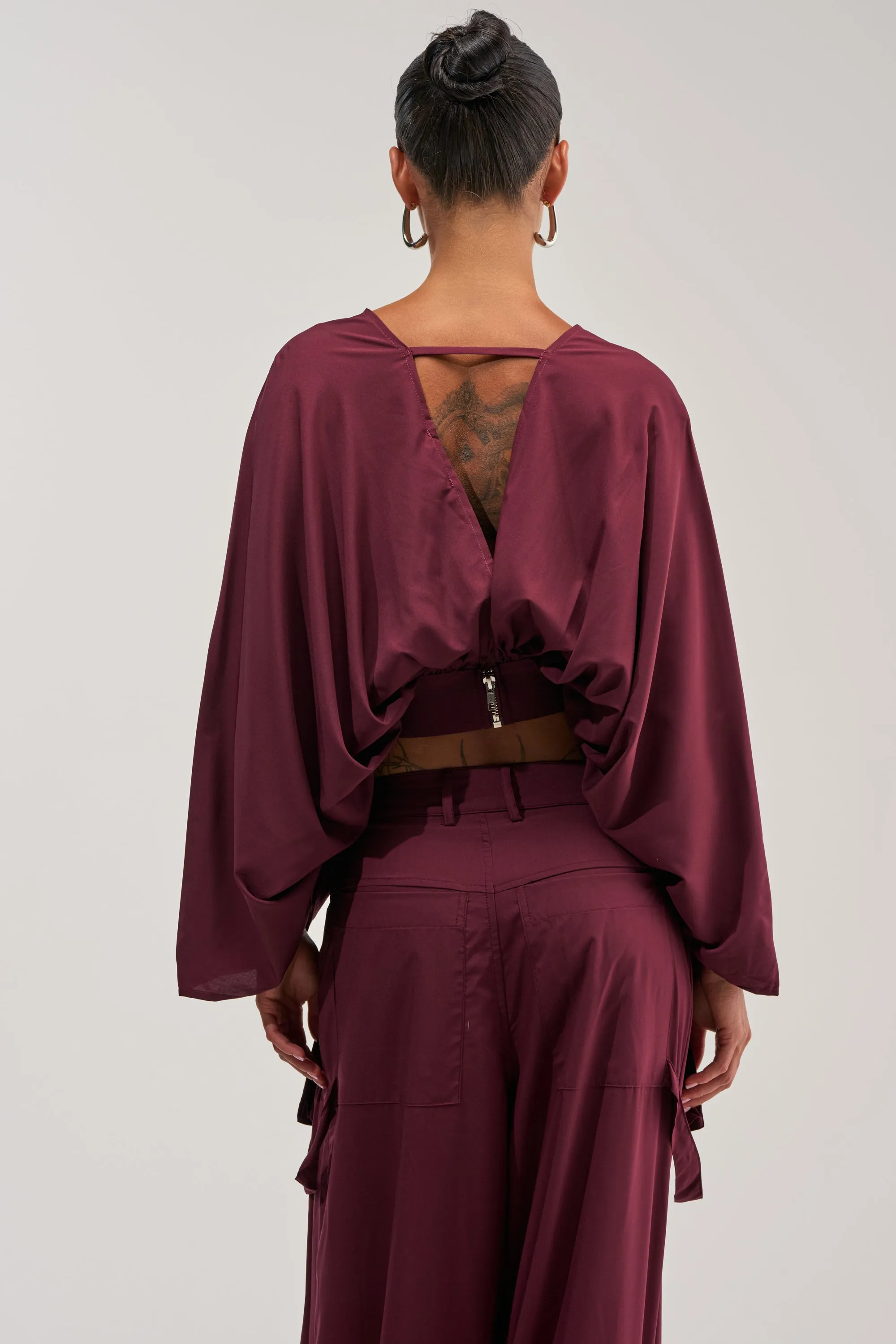 TALK ABOUT ME BLOUSE IN DEEP BURGUNDY sold by AKIRA product image thumbnail 5