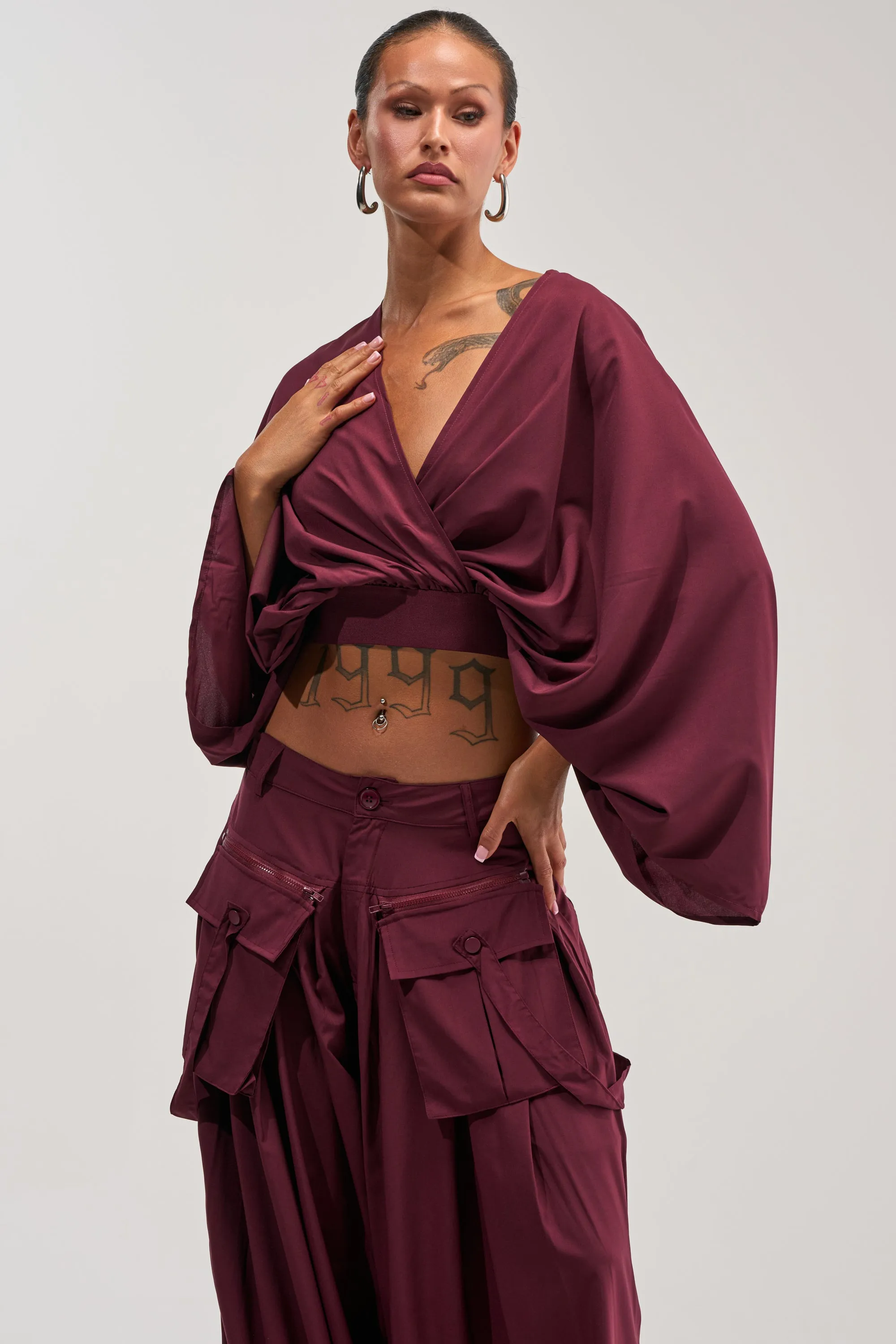 TALK ABOUT ME BLOUSE IN DEEP BURGUNDY sold by AKIRA product image thumbnail 2