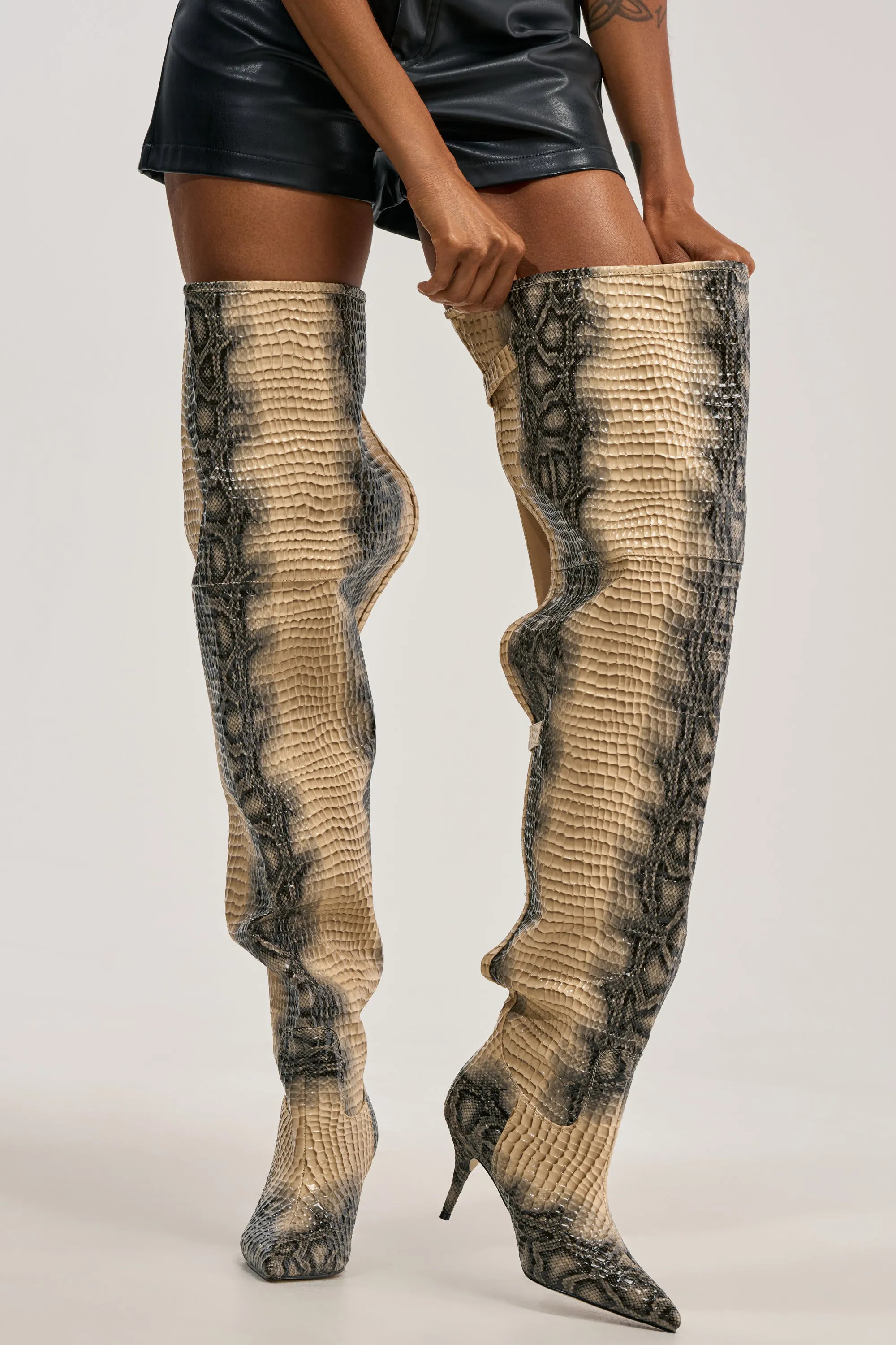 AZALEA WANG MOONREEL SNAKE THIGH HIGH BOOT sold by AKIRA product image thumbnail 2