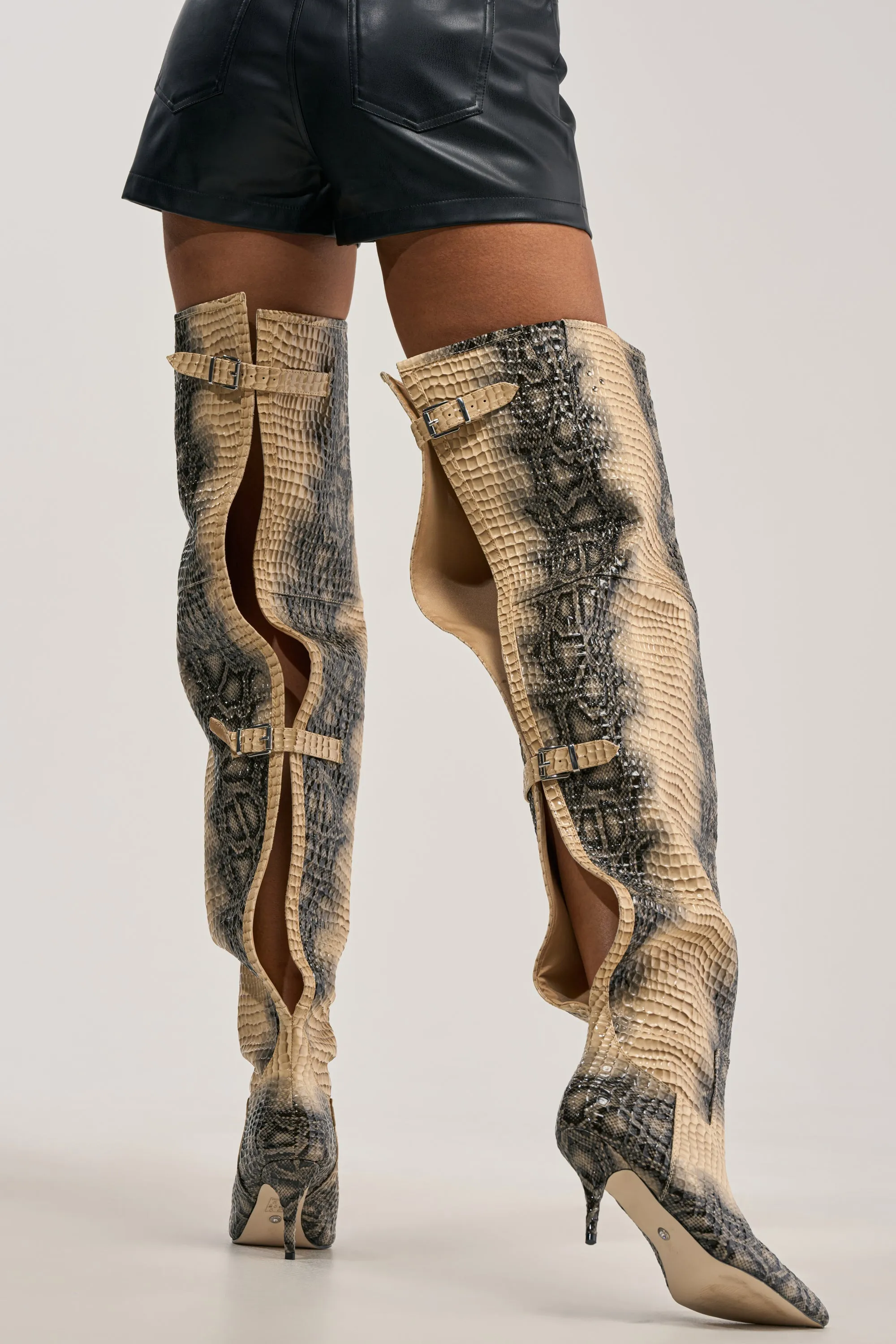 AZALEA WANG MOONREEL SNAKE THIGH HIGH BOOT sold by AKIRA