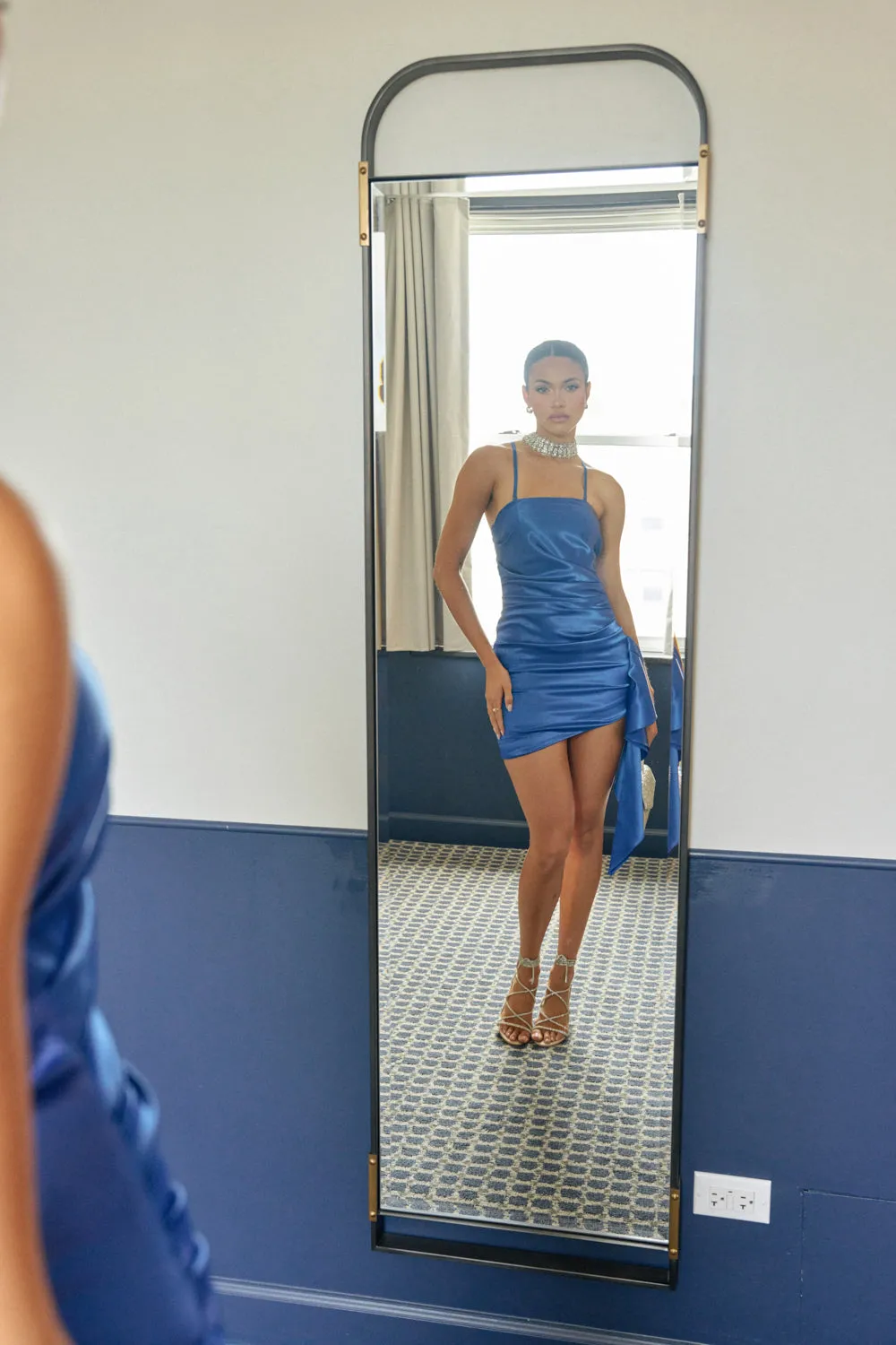 TWIRL ME TWICE SATIN MINI DRESS sold by AKIRA product image thumbnail 2