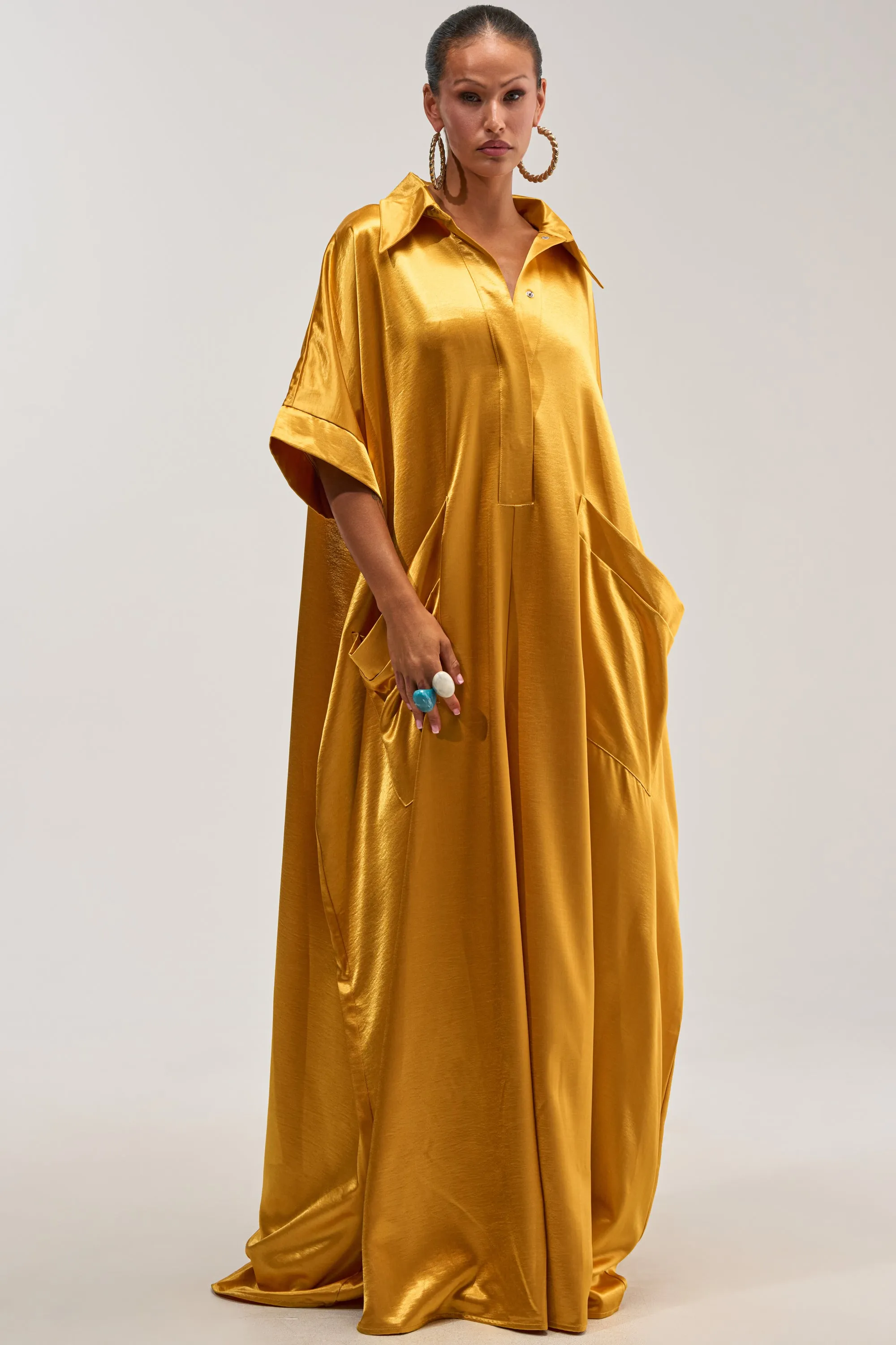 SHE'S RICH OVERSIZED JUMPSUIT IN MUSTARD sold by AKIRA product image thumbnail 2
