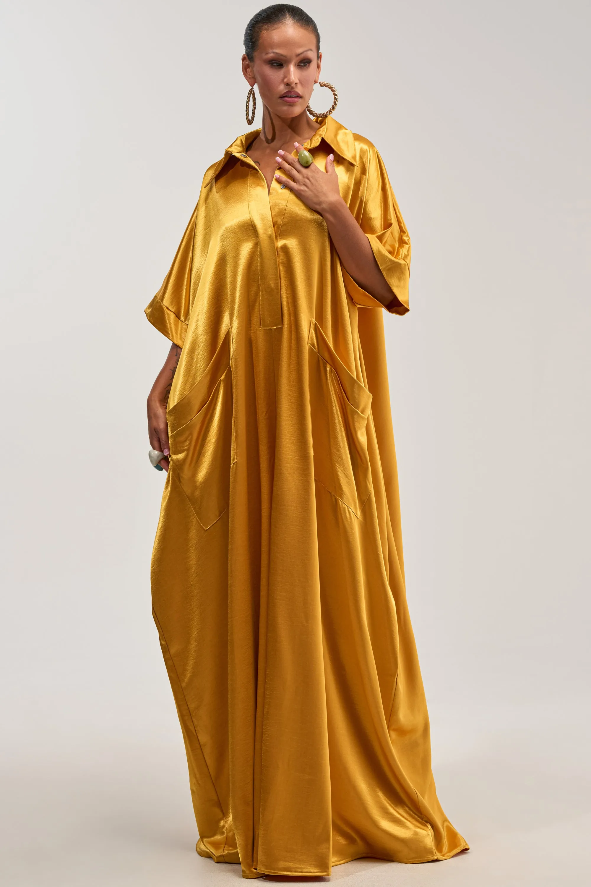 SHE'S RICH OVERSIZED JUMPSUIT IN MUSTARD sold by AKIRA product image thumbnail 3