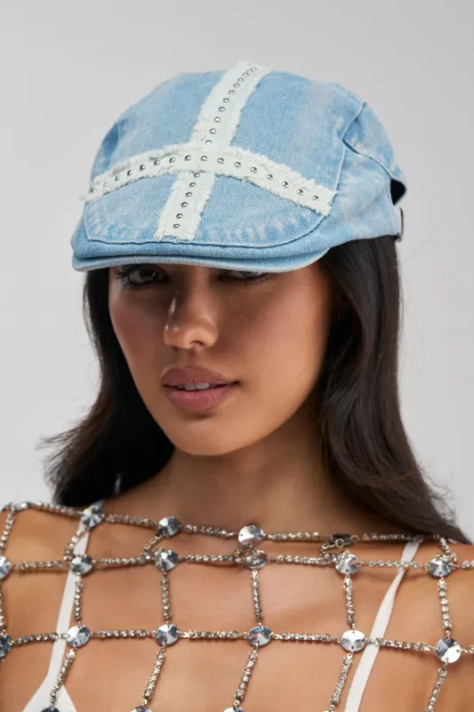 CROSS MY HEART DENIM HAT made by AKIRA