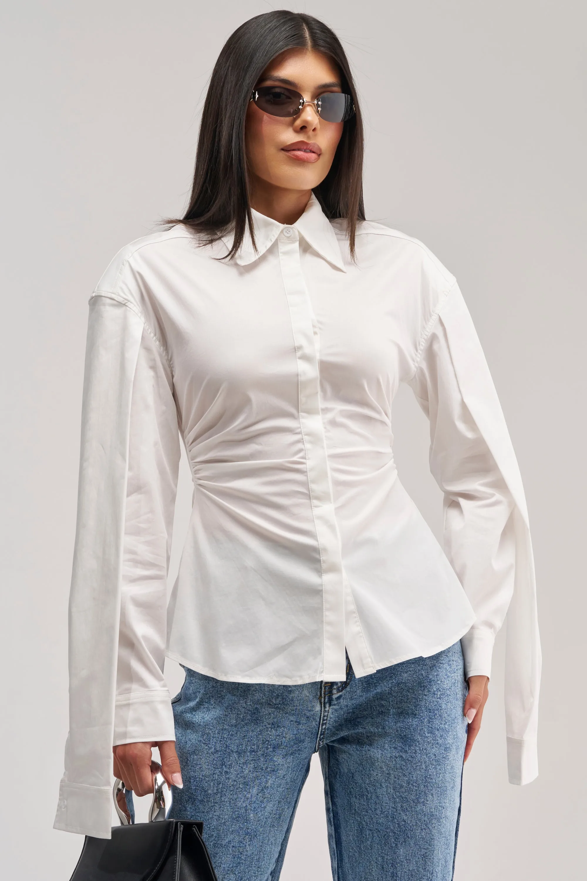 BOSS UP POPLIN BLOUSE sold by AKIRA
