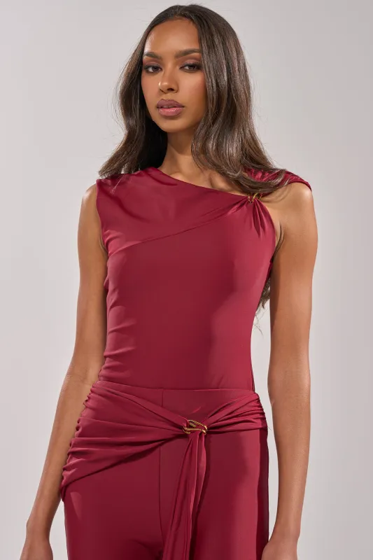 IZZY SEAMLESS BODYSUIT IN BURGUNDY made by AKIRA