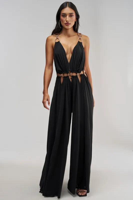 SITTING PRETTY PAVE CHAIN LINK JUMPSUIT DRESS made by AKIRA