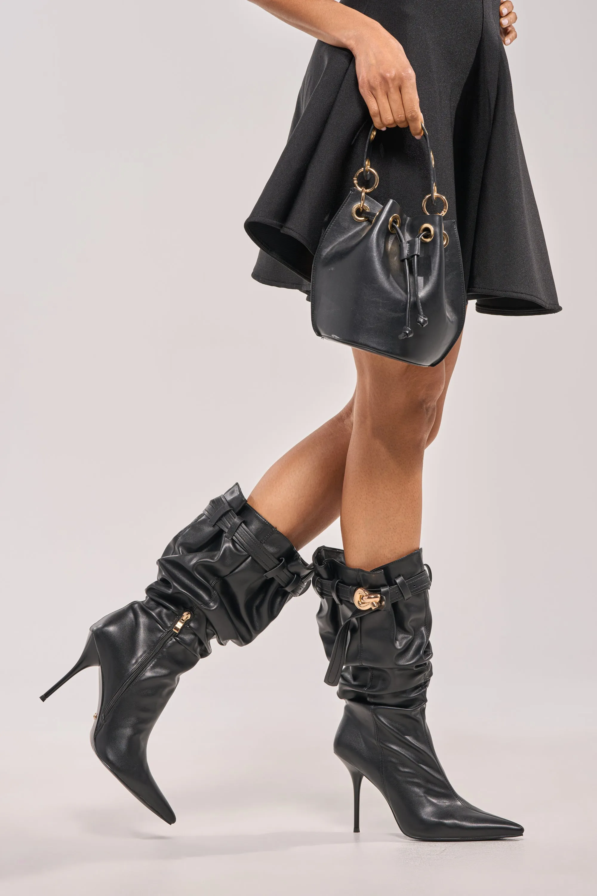 AZALEA WANG AZELINE BLACK PU SLOUCHY STILETTO BOOT sold by AKIRA product image thumbnail 4