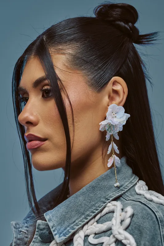 IRIDESCENT FLORAL EARRINGS made by AKIRA