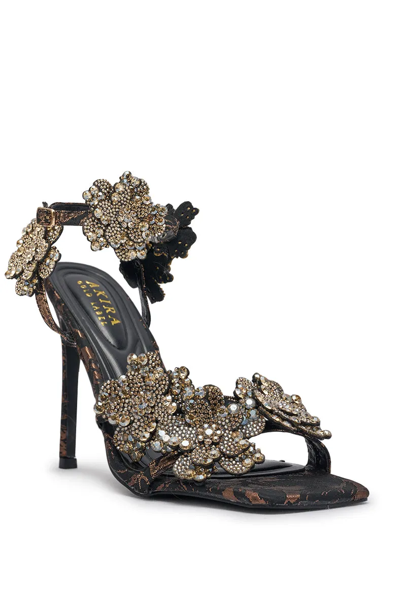 AKIRA GOLD DEBUTANTE BRONZE RHINESTONE EMEBELLISHED STILETTO SANDAL sold by AKIRA product image thumbnail 5