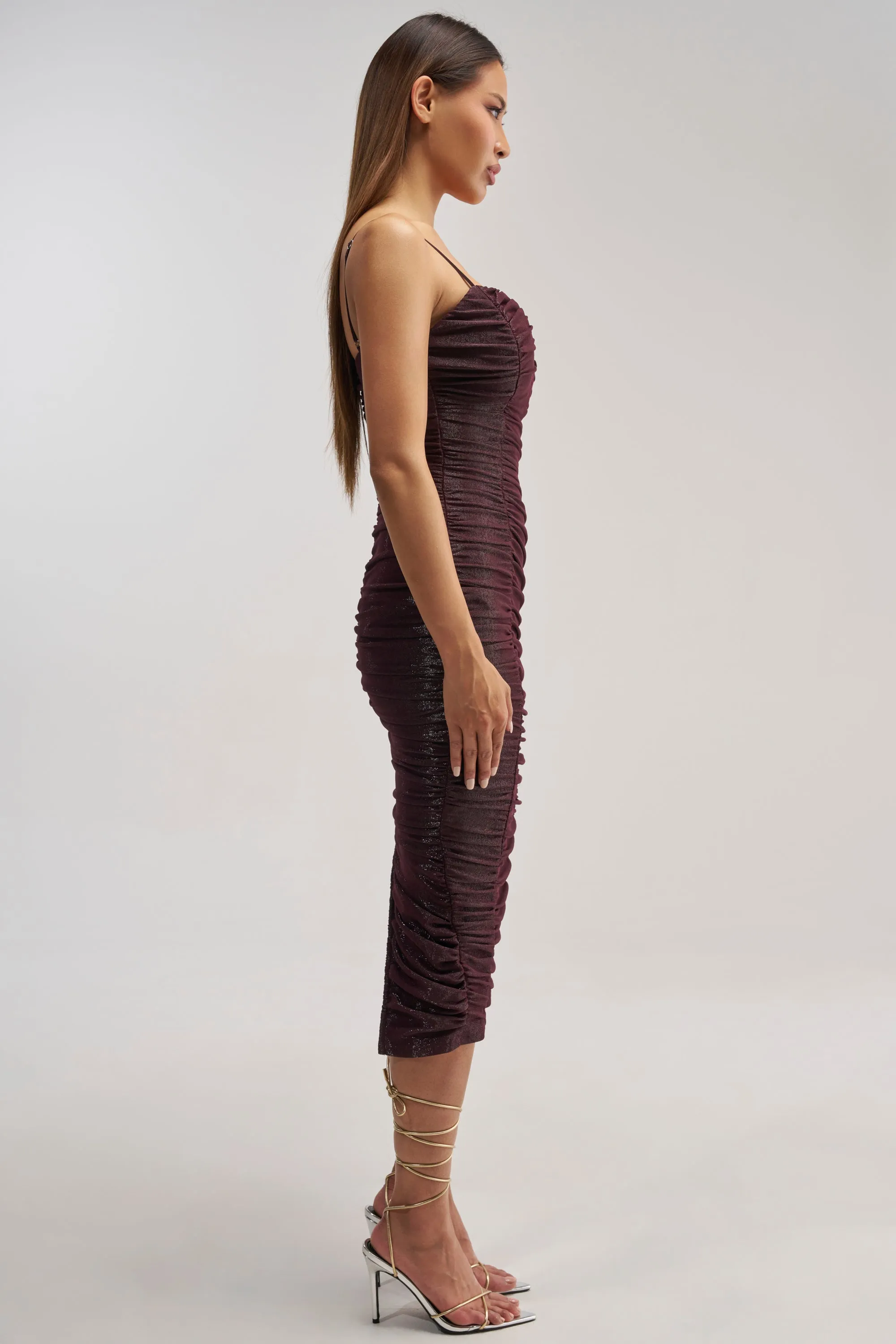 FOREVER FLIRTY RUCHED MIDI DRESS sold by AKIRA product image thumbnail 3